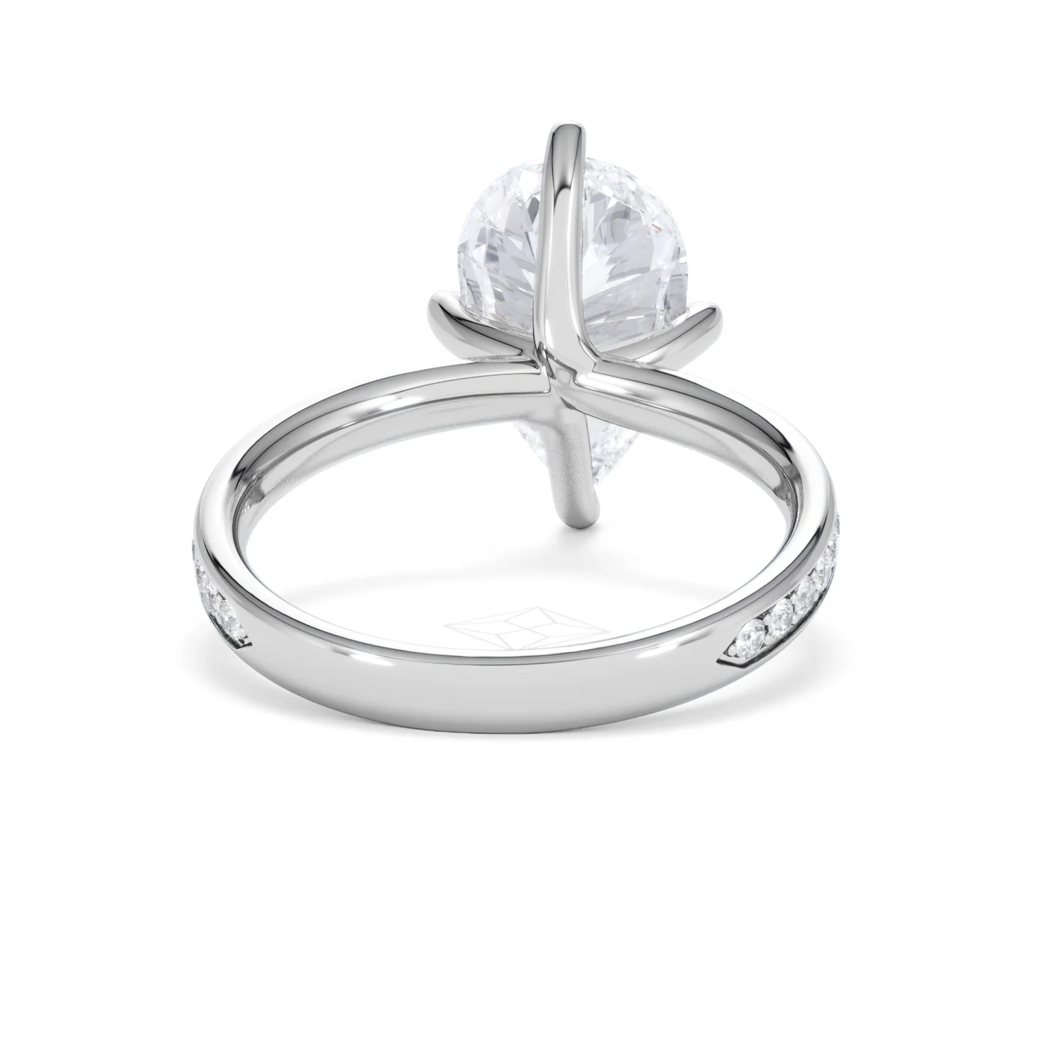Origin Twist 3.00ct Pear Cut Lab Diamond Solitaire Engagement Ring with Side Stones in 18K White Gold - Image 45