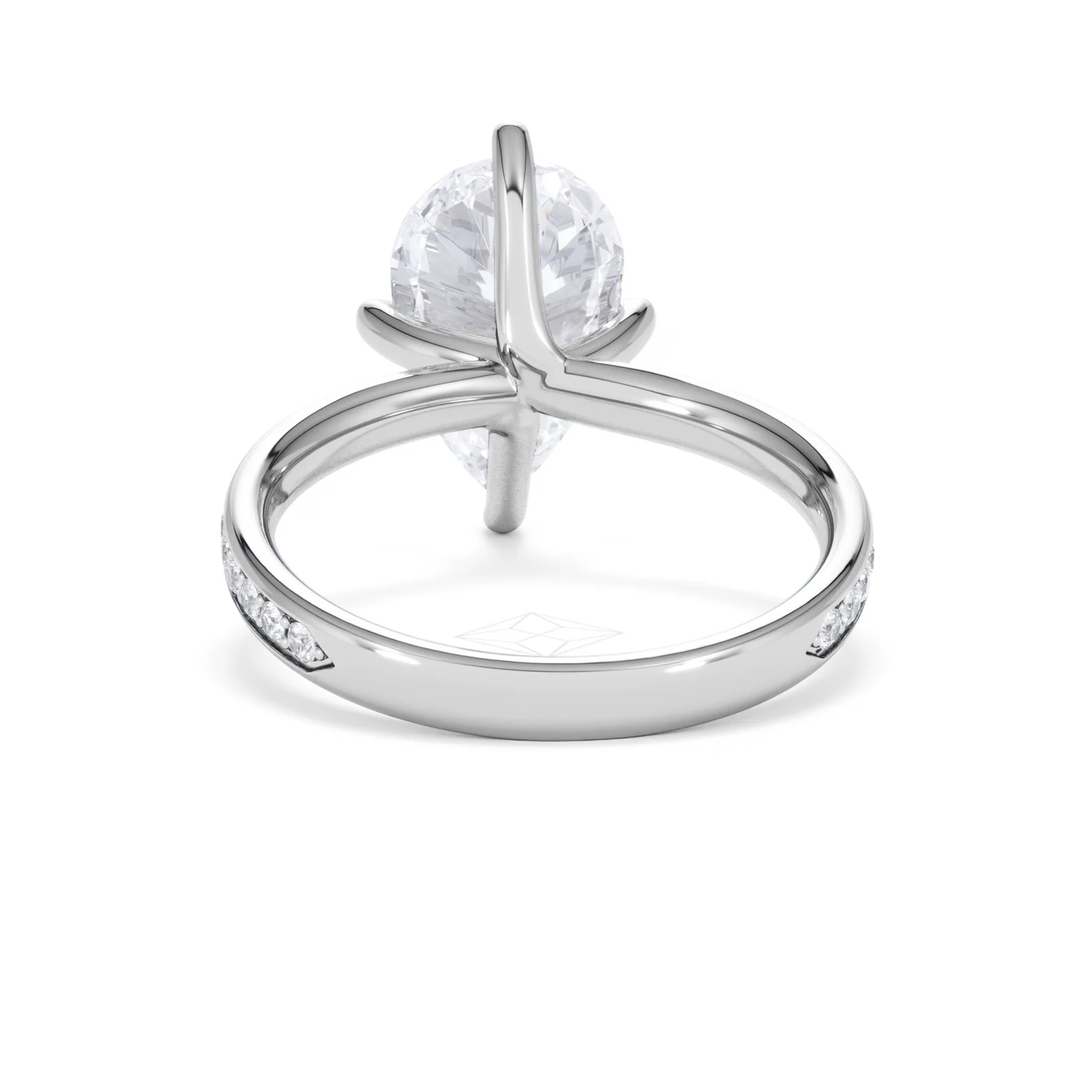 Origin Twist 3.00ct Pear Cut Lab Diamond Solitaire Engagement Ring with Side Stones in 18K White Gold - Image 48