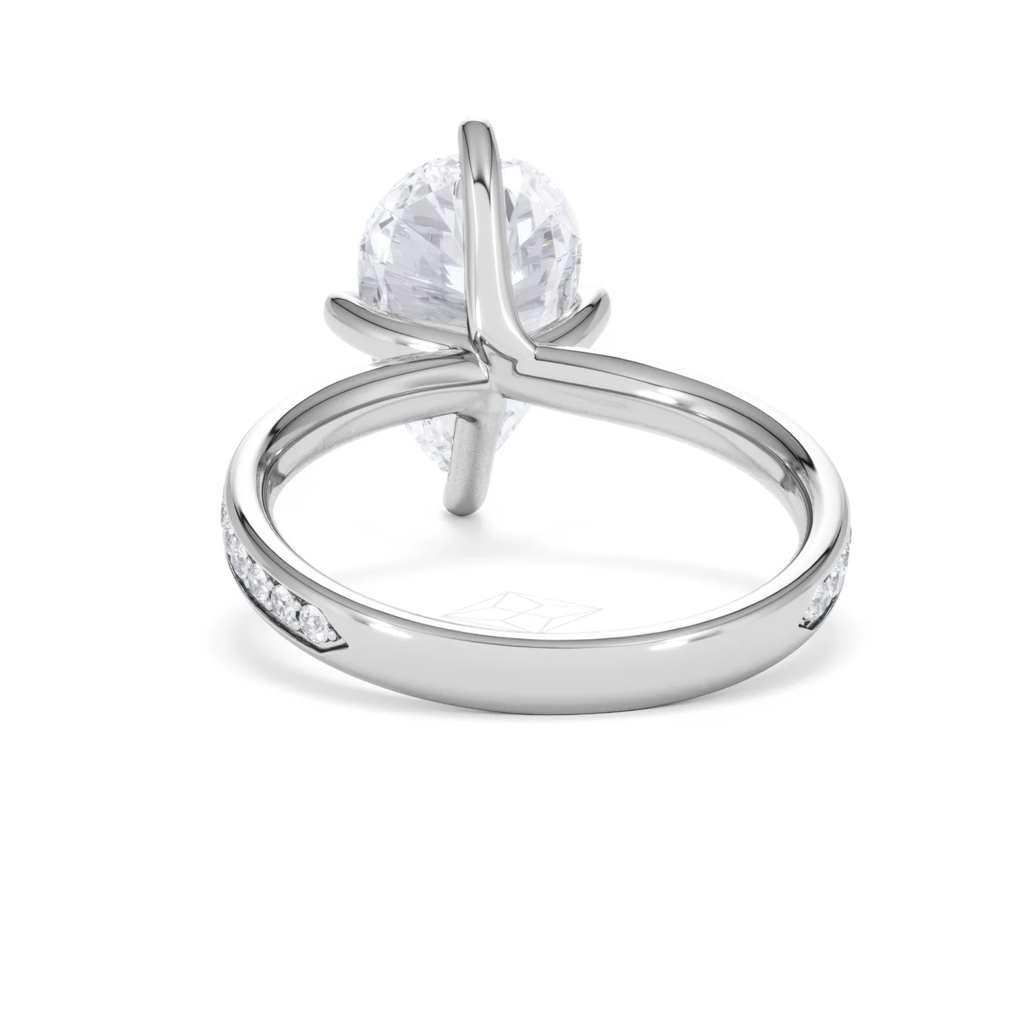 Origin Twist 3.00ct Pear Cut Lab Diamond Solitaire Engagement Ring with Side Stones in 18K White Gold - Image 49