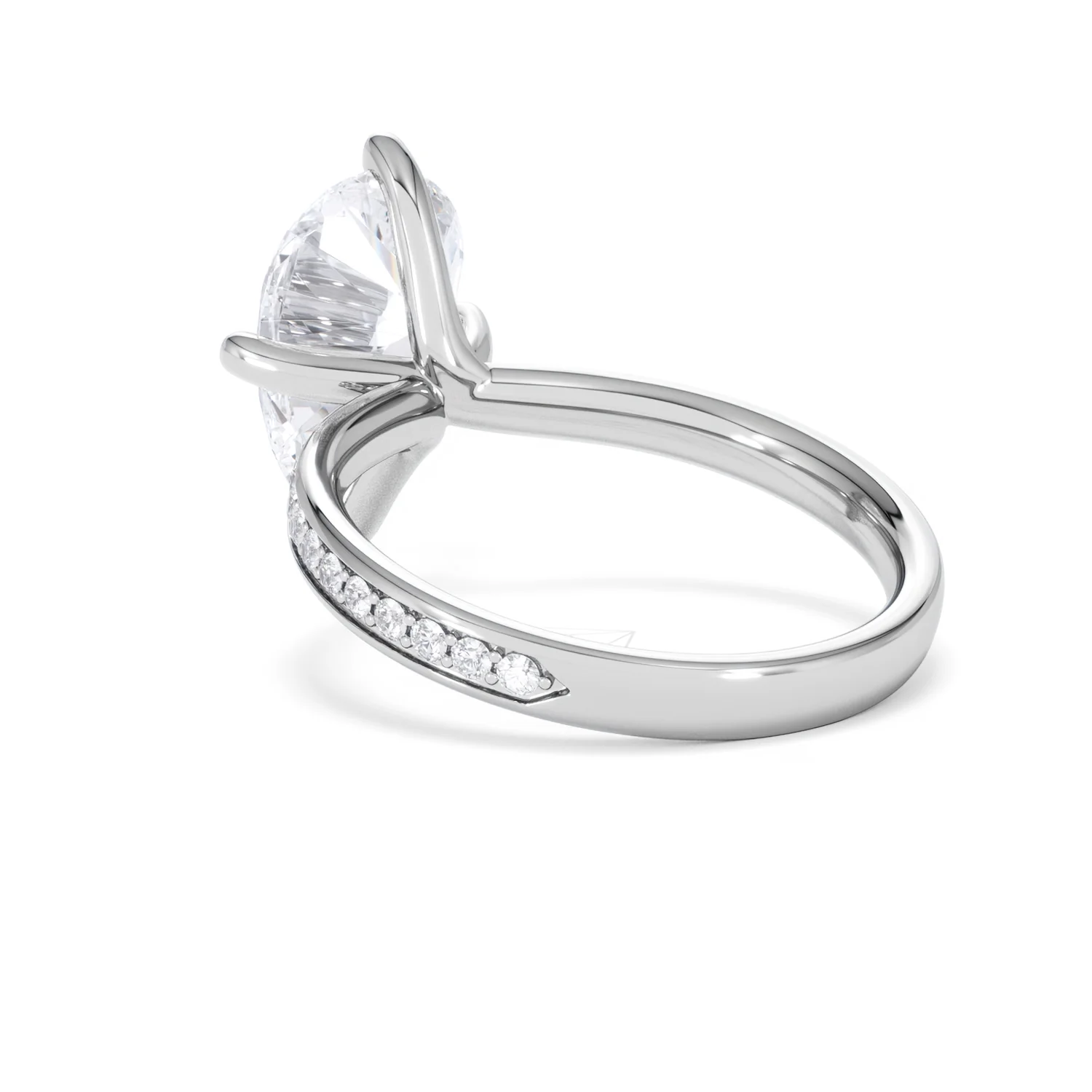 Origin Twist 3.00ct Pear Cut Lab Diamond Solitaire Engagement Ring with Side Stones in 18K White Gold - Image 55
