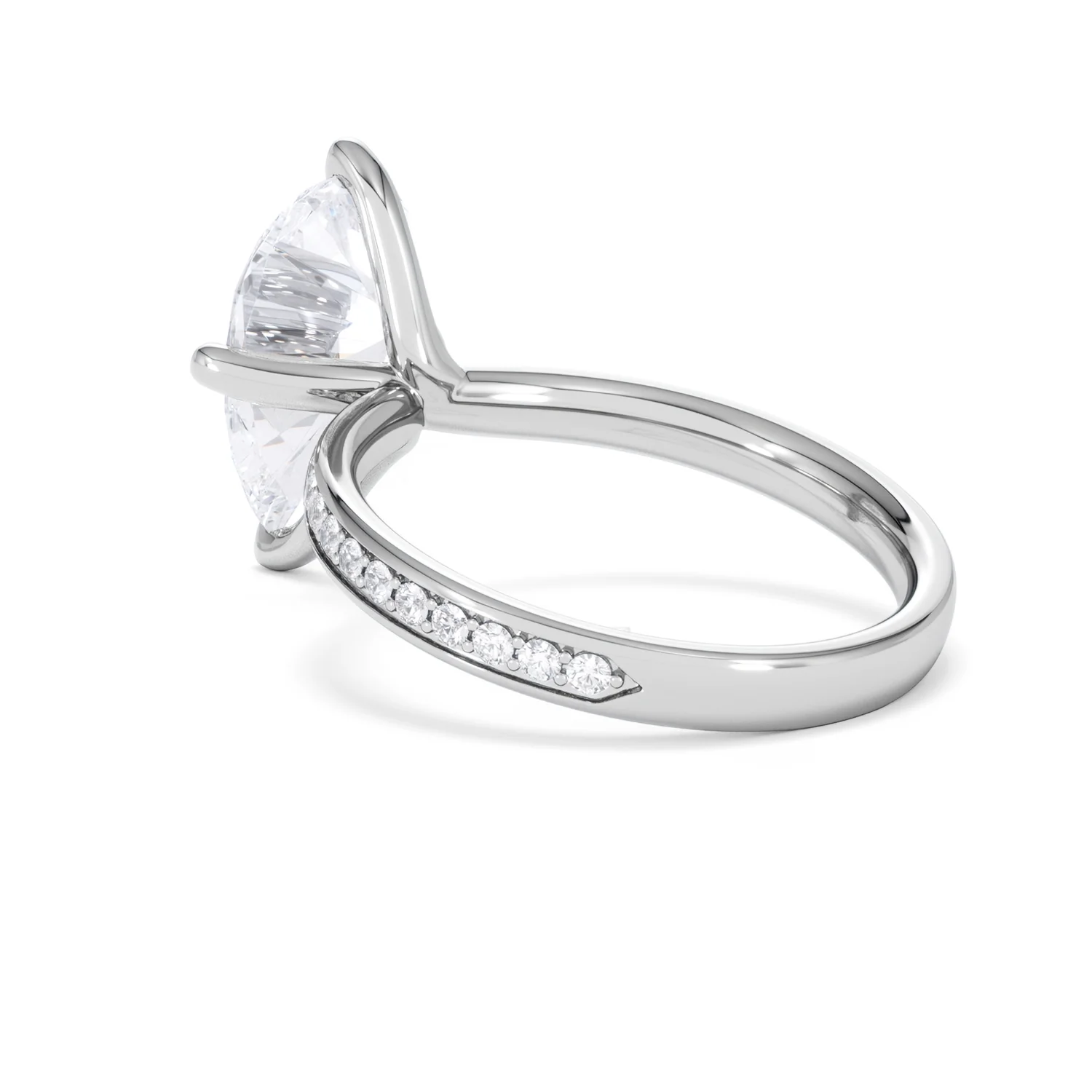 Origin Twist 3.00ct Pear Cut Lab Diamond Solitaire Engagement Ring with Side Stones in 18K White Gold - Image 57
