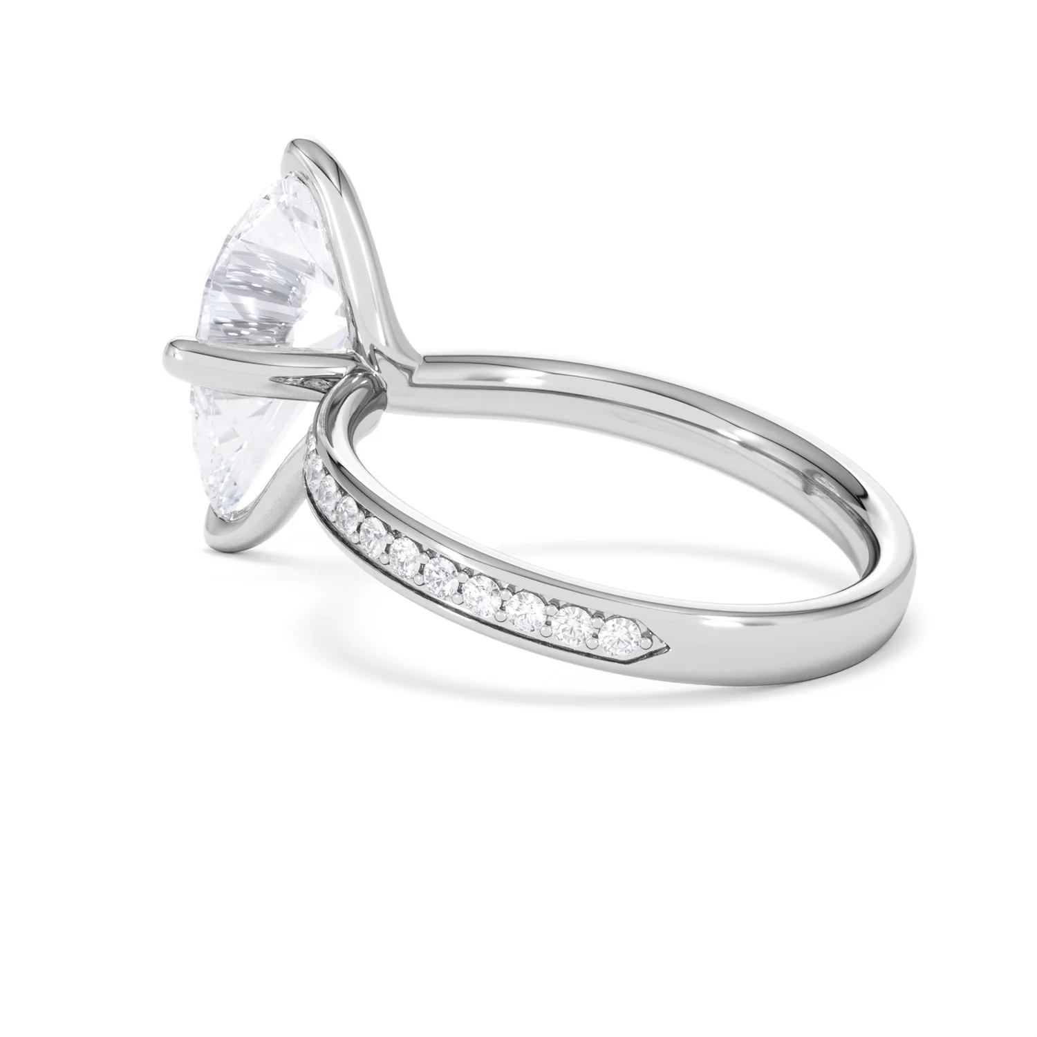 Origin Twist 3.00ct Pear Cut Lab Diamond Solitaire Engagement Ring with Side Stones in 18K White Gold - Image 59