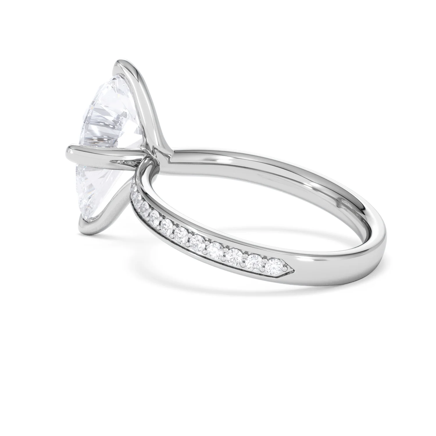 Origin Twist 3.00ct Pear Cut Lab Diamond Solitaire Engagement Ring with Side Stones in 18K White Gold - Image 60