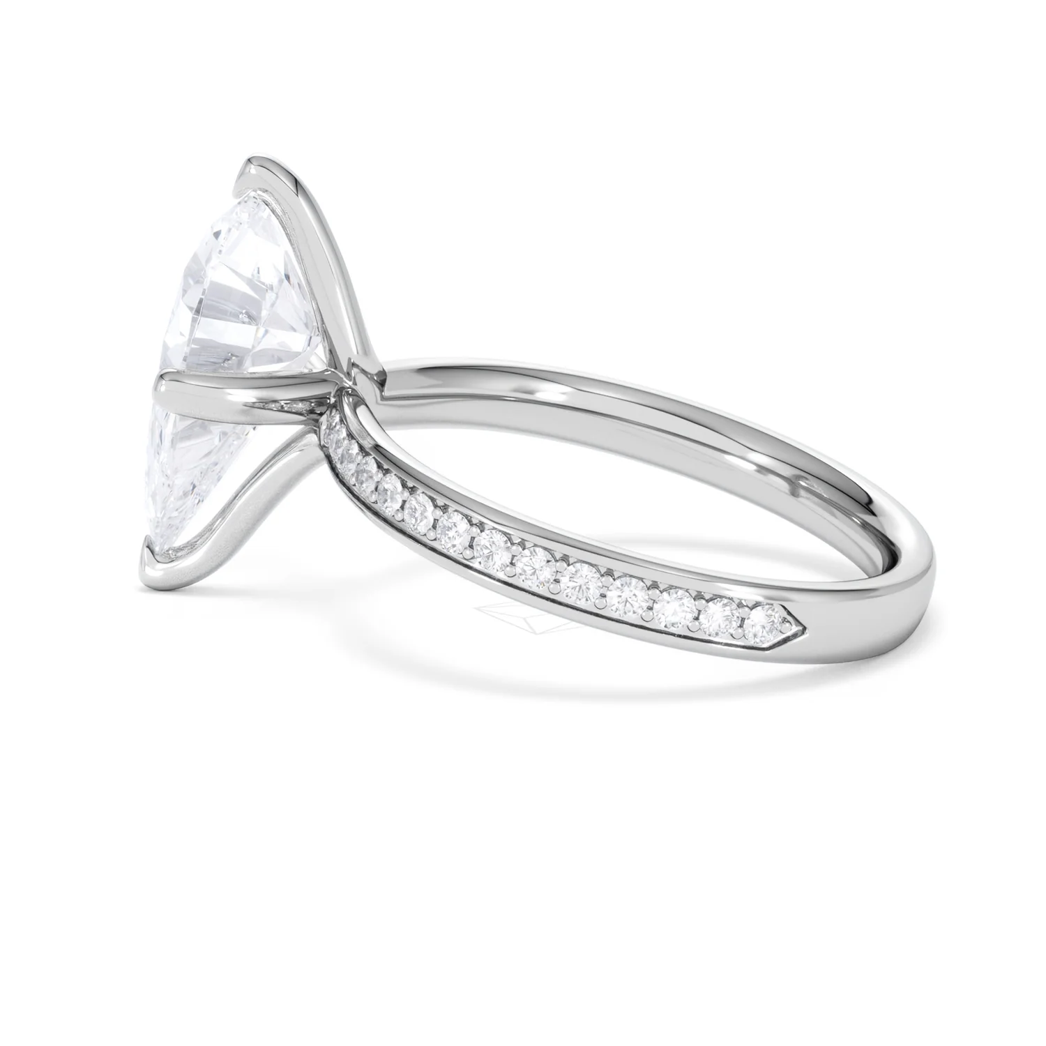 Origin Twist 3.00ct Pear Cut Lab Diamond Solitaire Engagement Ring with Side Stones in 18K White Gold - Image 64