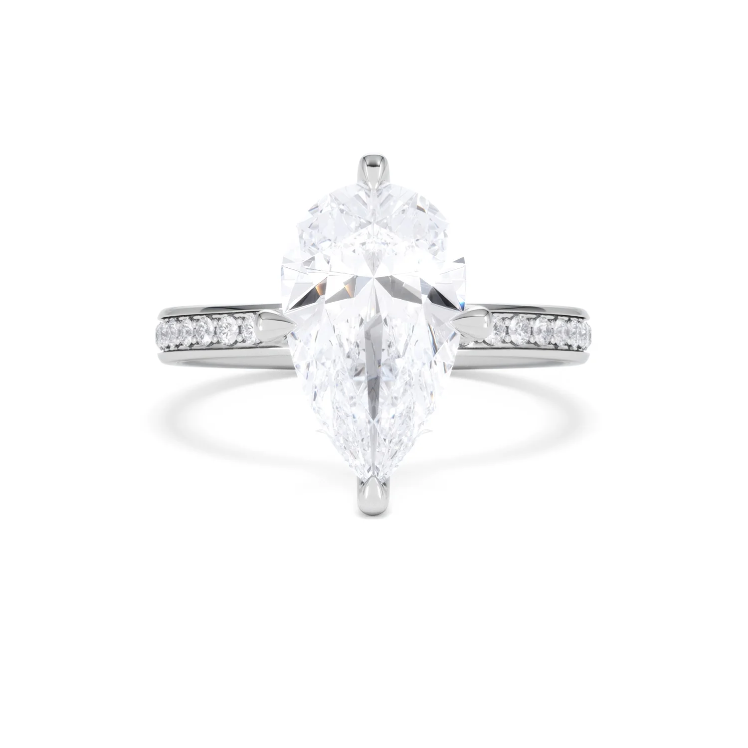 Origin Twist 3.00ct Pear Cut Lab Diamond Solitaire Engagement Ring with Side Stones in 18K White Gold - Image 7