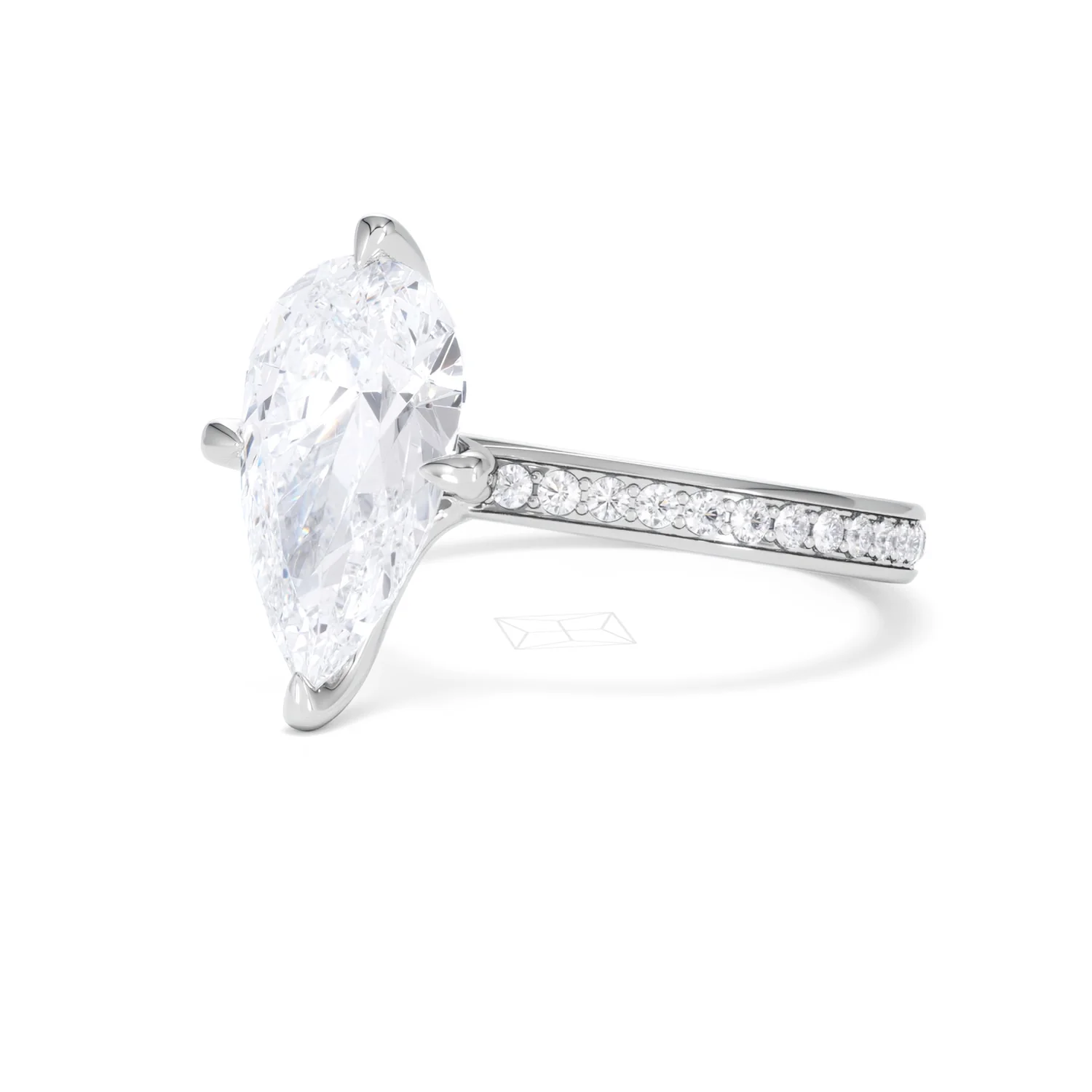 Origin Twist 3.00ct Pear Cut Lab Diamond Solitaire Engagement Ring with Side Stones in 18K White Gold - Image 79