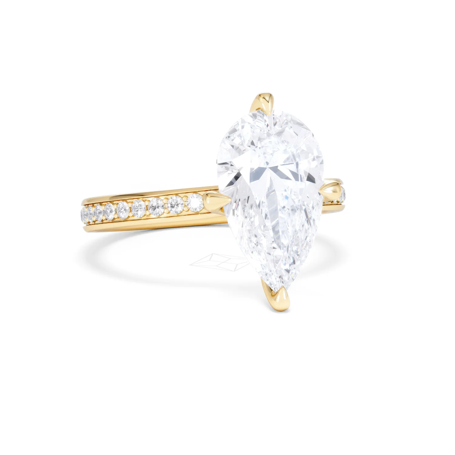 Origin Twist 3.00ct Pear Cut Lab Diamond Solitaire Engagement Ring with Side Stones in 18K Yellow Gold - Image 11
