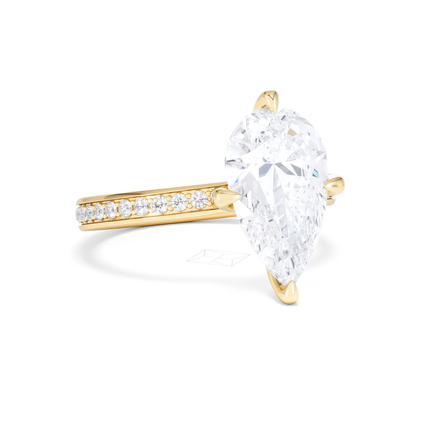 Origin Twist 3.00ct Pear Cut Lab Diamond Solitaire Engagement Ring with Side Stones in 18K Yellow Gold - Image 12