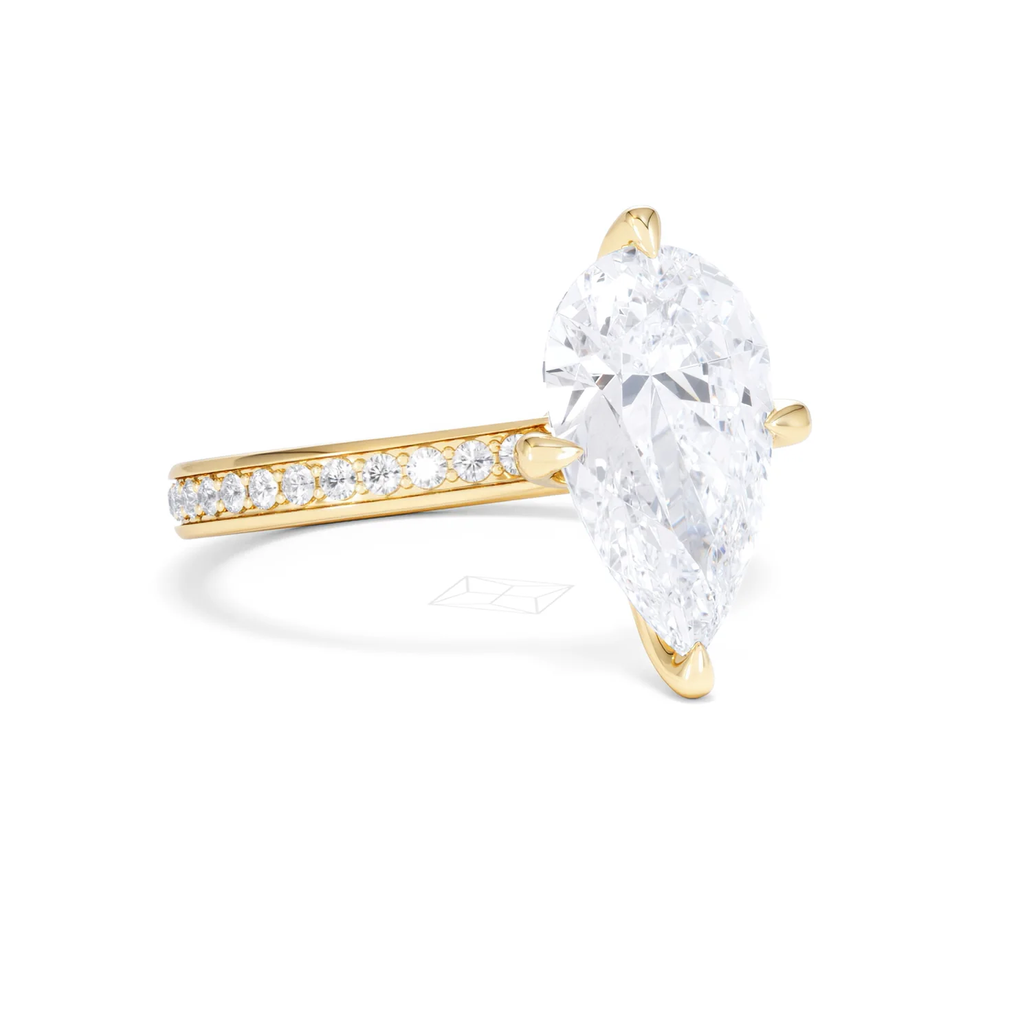 Origin Twist 3.00ct Pear Cut Lab Diamond Solitaire Engagement Ring with Side Stones in 18K Yellow Gold - Image 13