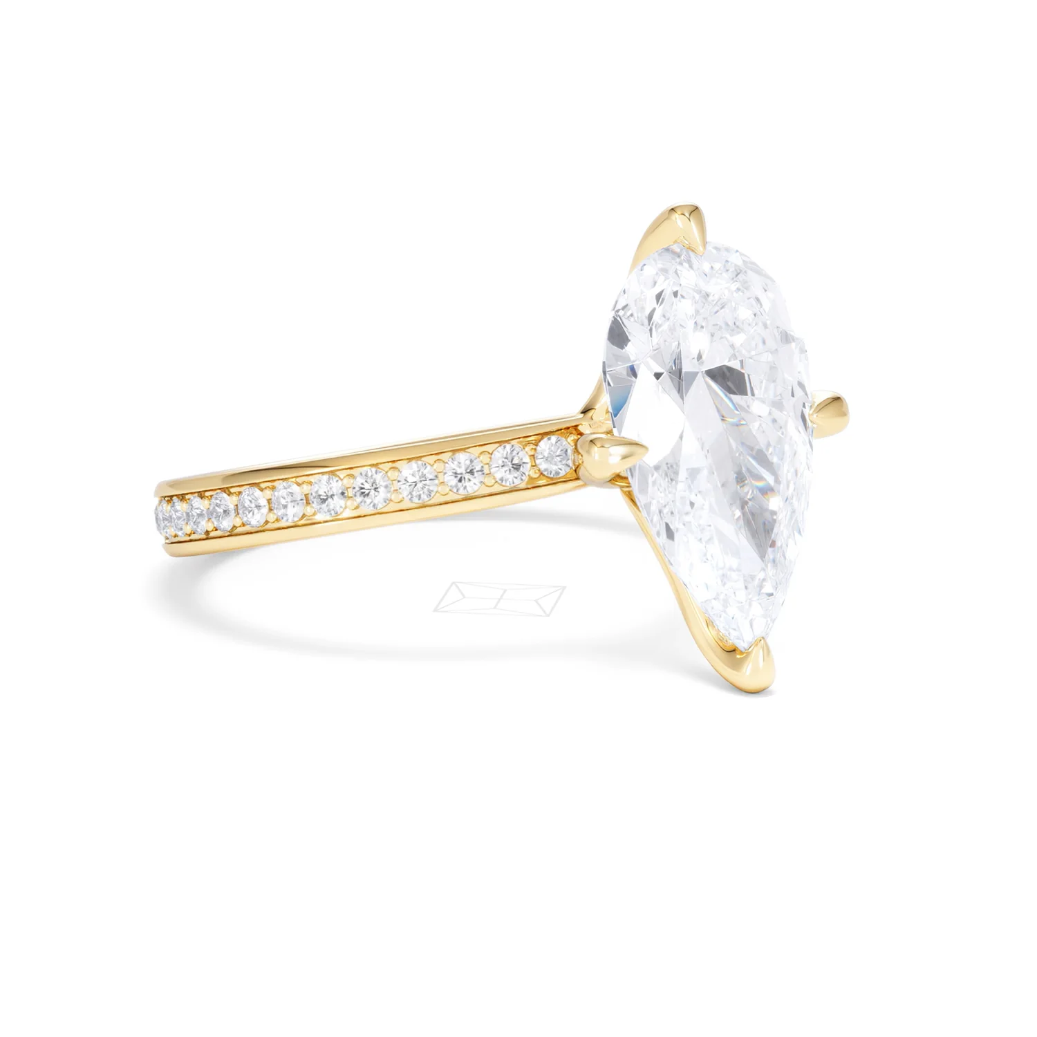 Origin Twist 3.00ct Pear Cut Lab Diamond Solitaire Engagement Ring with Side Stones in 18K Yellow Gold - Image 15