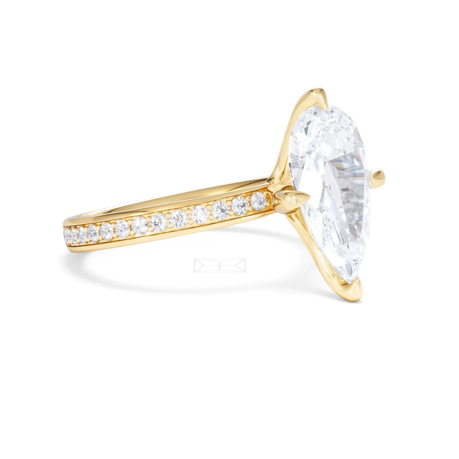 Origin Twist 3.00ct Pear Cut Lab Diamond Solitaire Engagement Ring with Side Stones in 18K Yellow Gold - Image 17