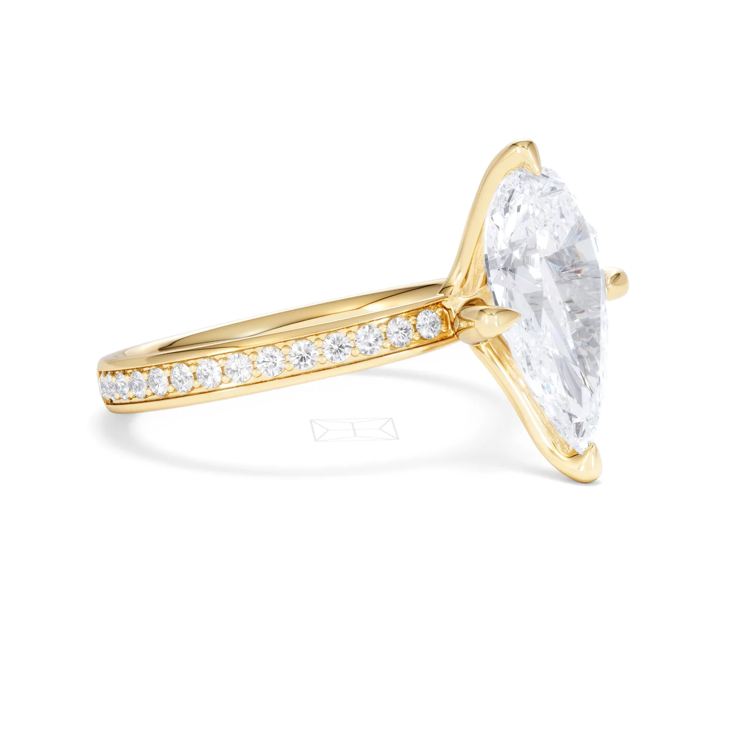 Origin Twist 3.00ct Pear Cut Lab Diamond Solitaire Engagement Ring with Side Stones in 18K Yellow Gold - Image 18