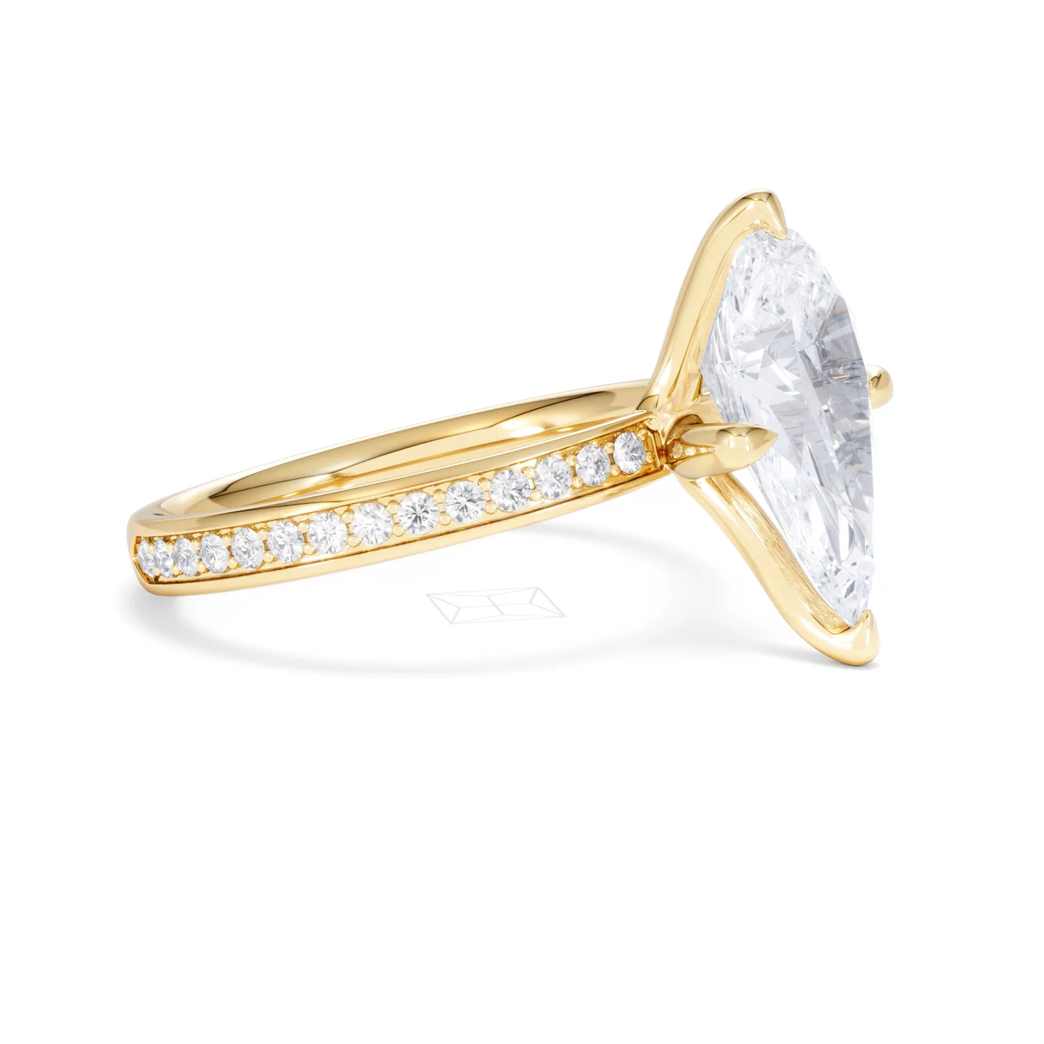 Origin Twist 3.00ct Pear Cut Lab Diamond Solitaire Engagement Ring with Side Stones in 18K Yellow Gold - Image 20
