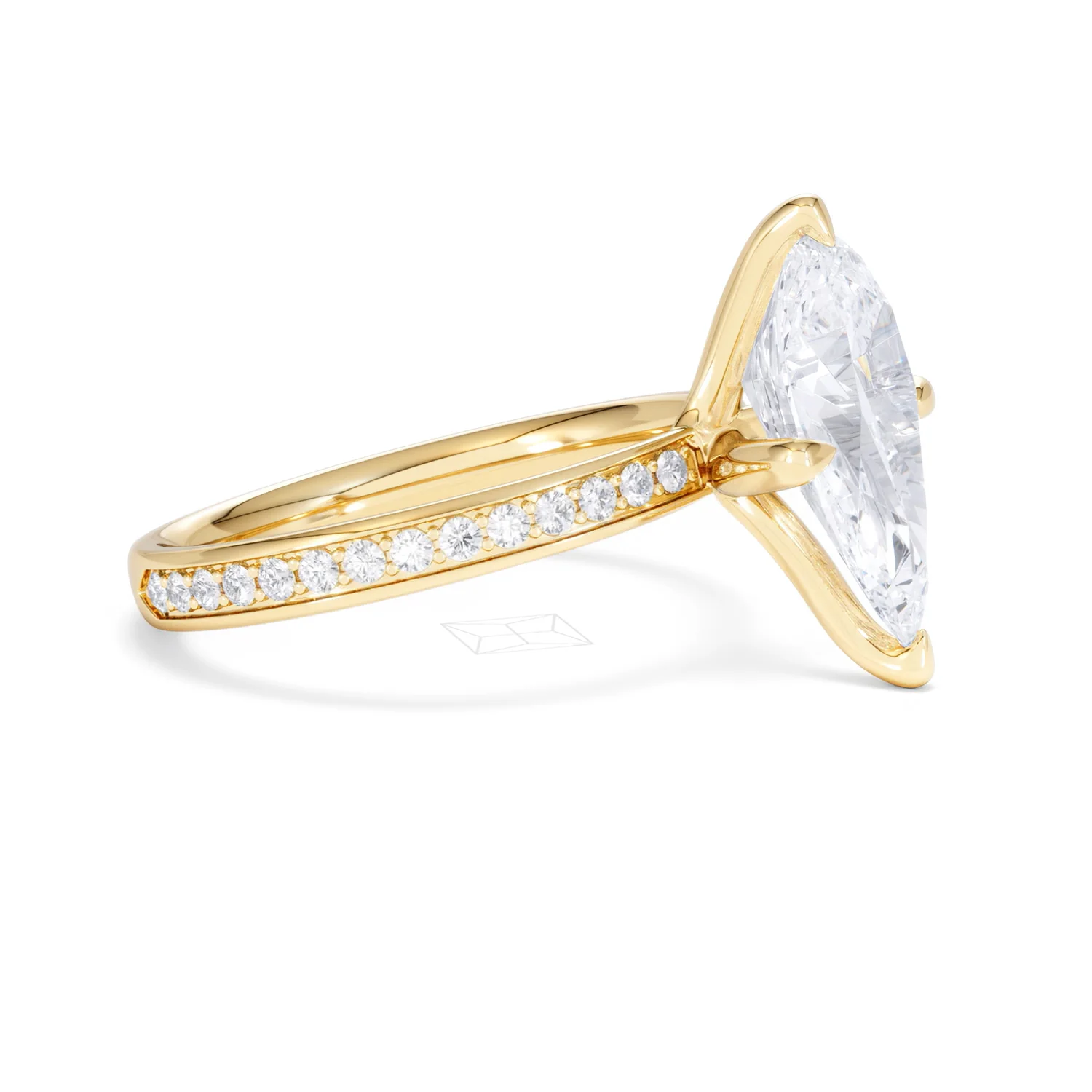 Origin Twist 3.00ct Pear Cut Lab Diamond Solitaire Engagement Ring with Side Stones in 18K Yellow Gold - Image 21