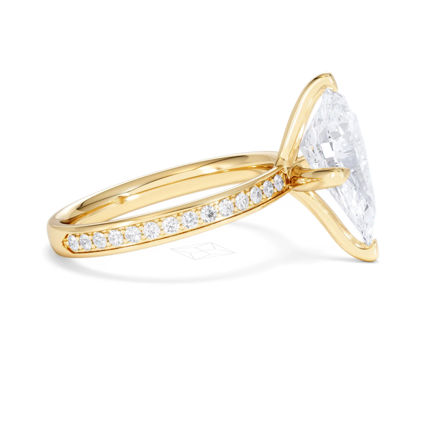Origin Twist 3.00ct Pear Cut Lab Diamond Solitaire Engagement Ring with Side Stones in 18K Yellow Gold - Image 24