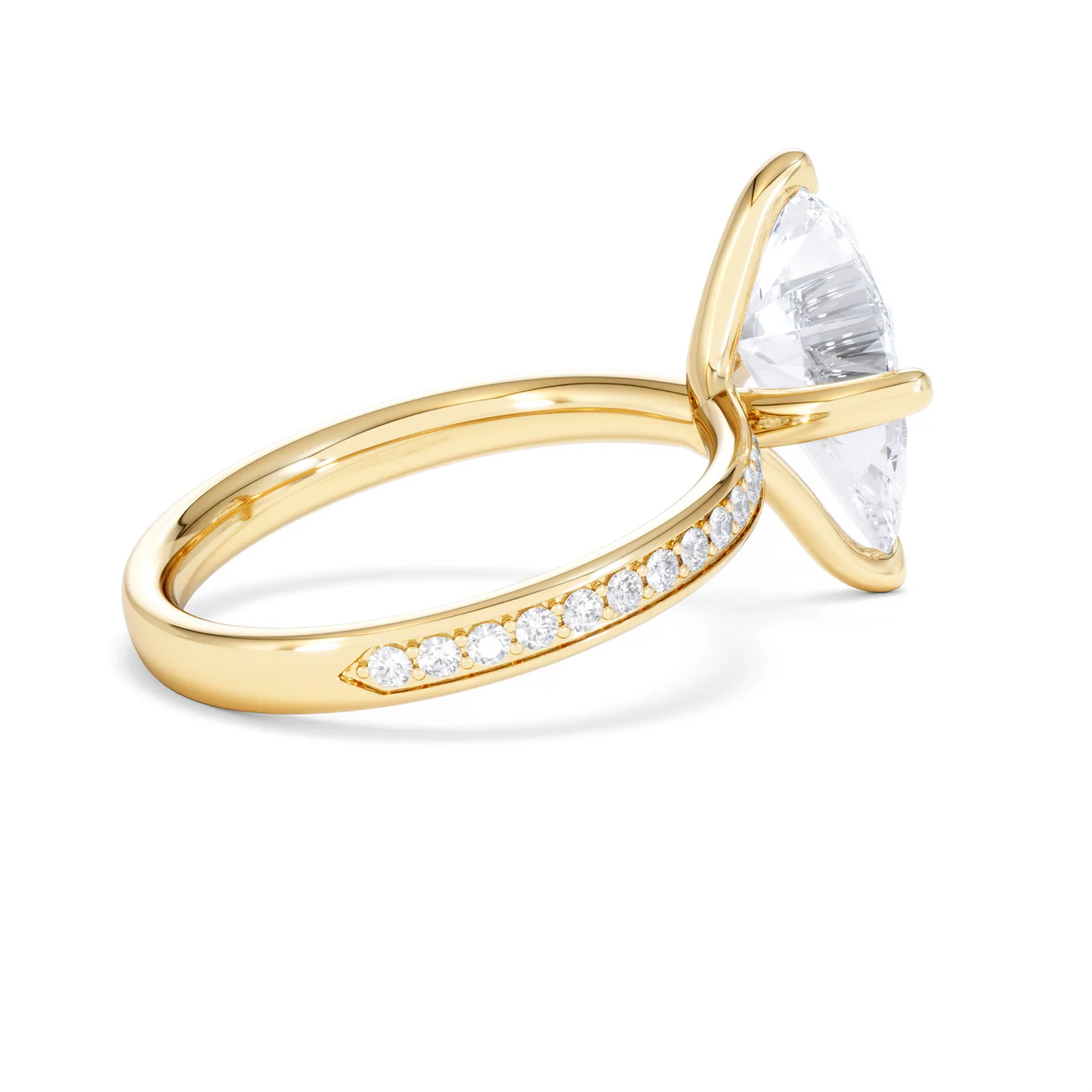 Origin Twist 3.00ct Pear Cut Lab Diamond Solitaire Engagement Ring with Side Stones in 18K Yellow Gold - Image 33