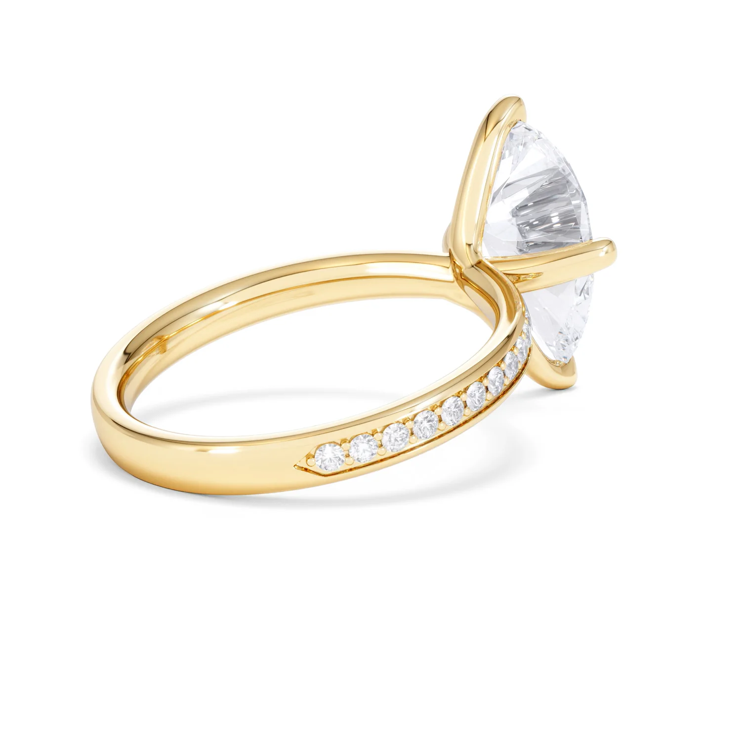 Origin Twist 3.00ct Pear Cut Lab Diamond Solitaire Engagement Ring with Side Stones in 18K Yellow Gold - Image 36