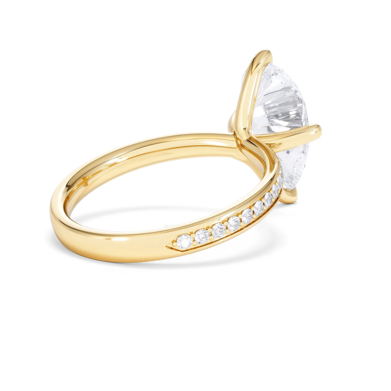 Origin Twist 3.00ct Pear Cut Lab Diamond Solitaire Engagement Ring with Side Stones in 18K Yellow Gold - Image 37