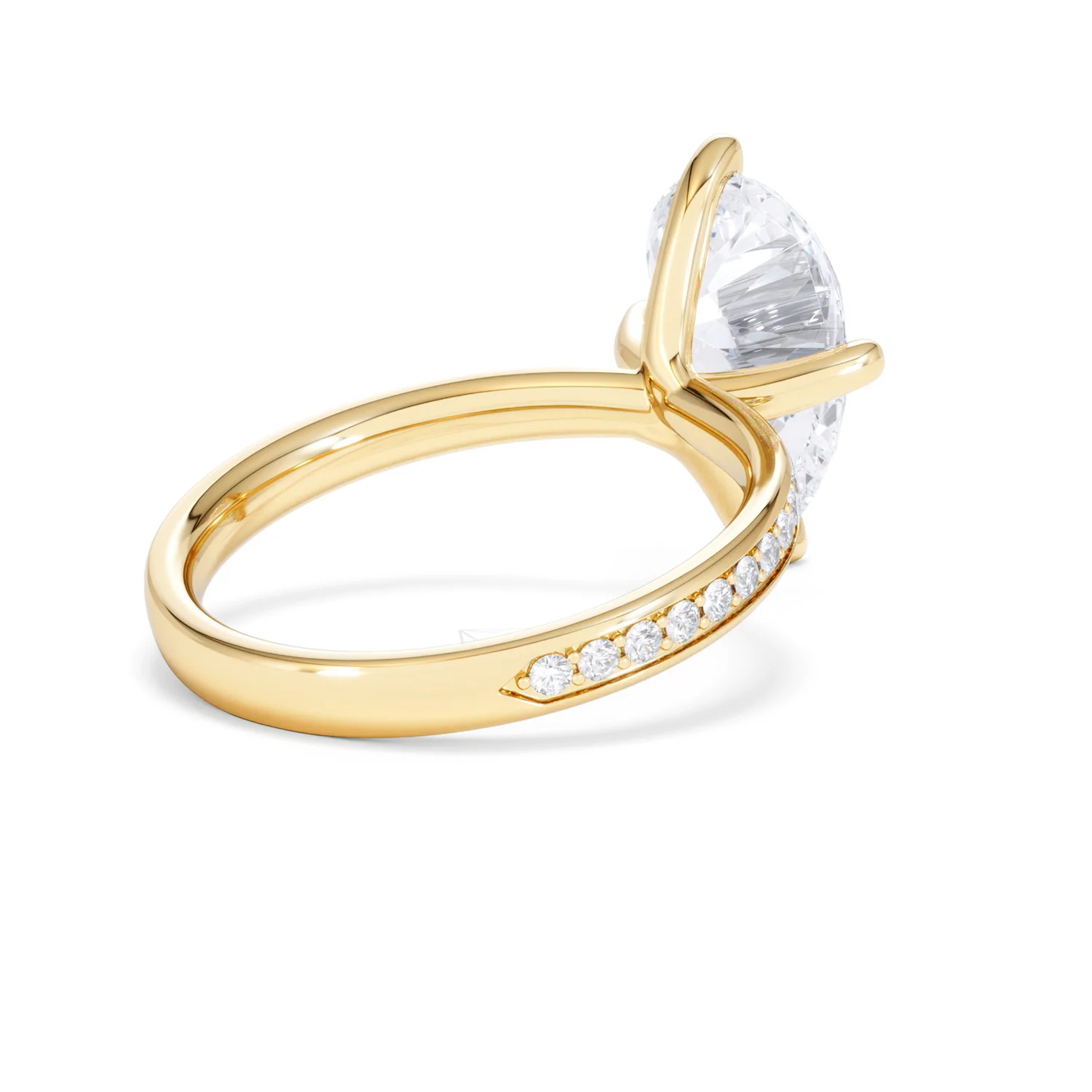Origin Twist 3.00ct Pear Cut Lab Diamond Solitaire Engagement Ring with Side Stones in 18K Yellow Gold - Image 38