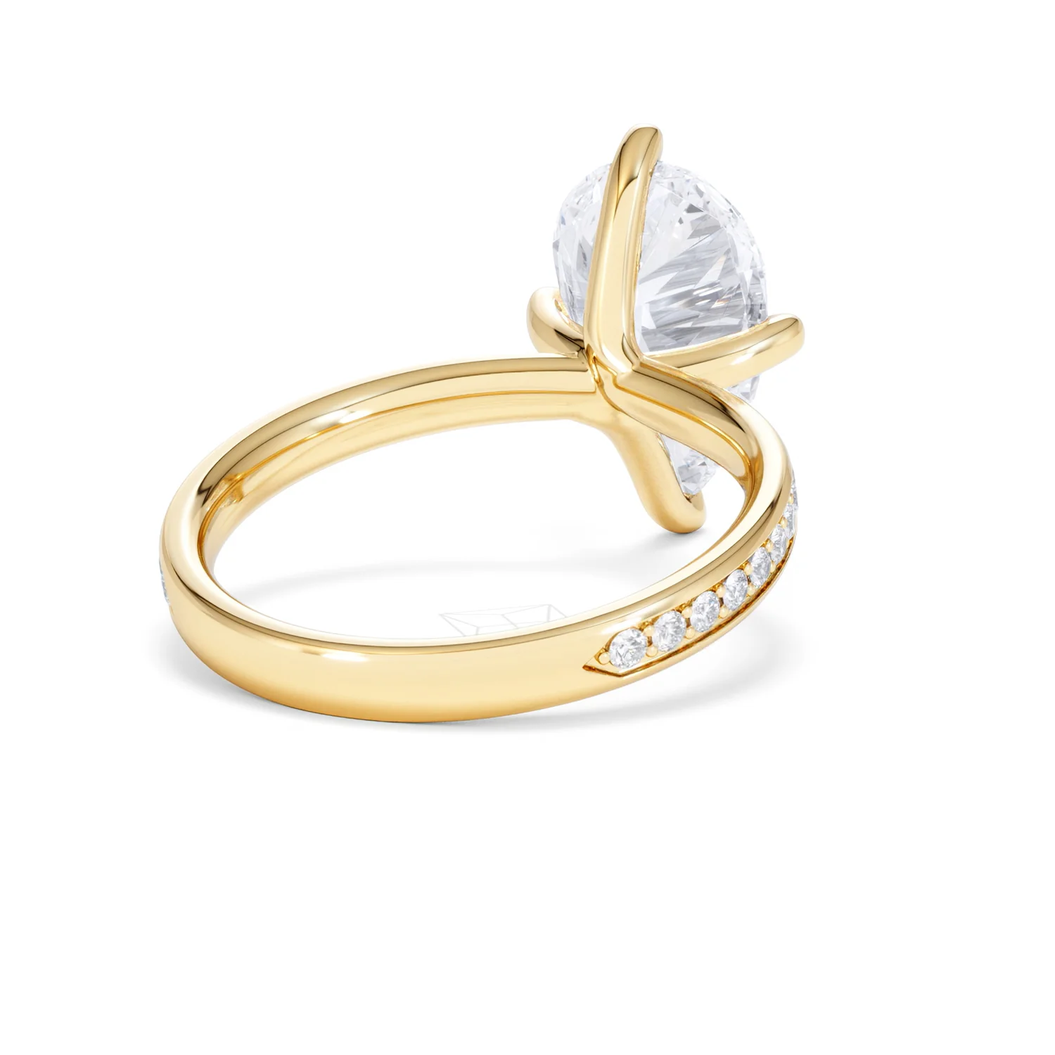 Origin Twist 3.00ct Pear Cut Lab Diamond Solitaire Engagement Ring with Side Stones in 18K Yellow Gold - Image 41