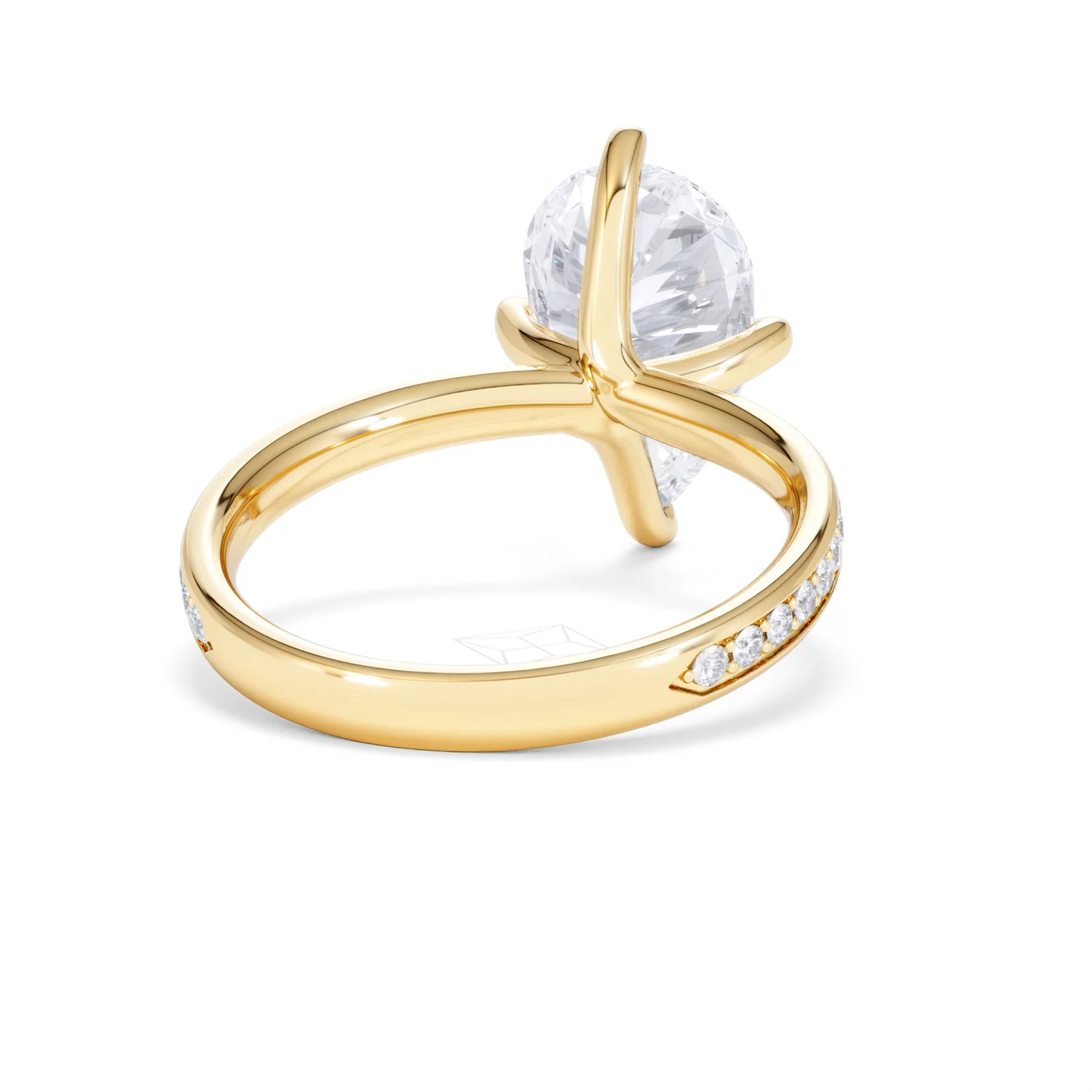 Origin Twist 3.00ct Pear Cut Lab Diamond Solitaire Engagement Ring with Side Stones in 18K Yellow Gold - Image 43