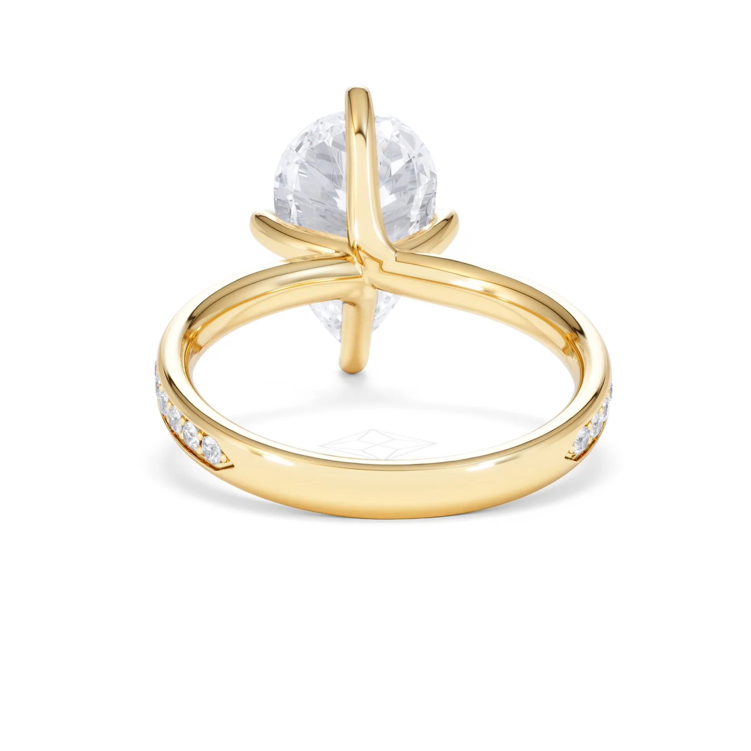 Origin Twist 3.00ct Pear Cut Lab Diamond Solitaire Engagement Ring with Side Stones in 18K Yellow Gold - Image 48
