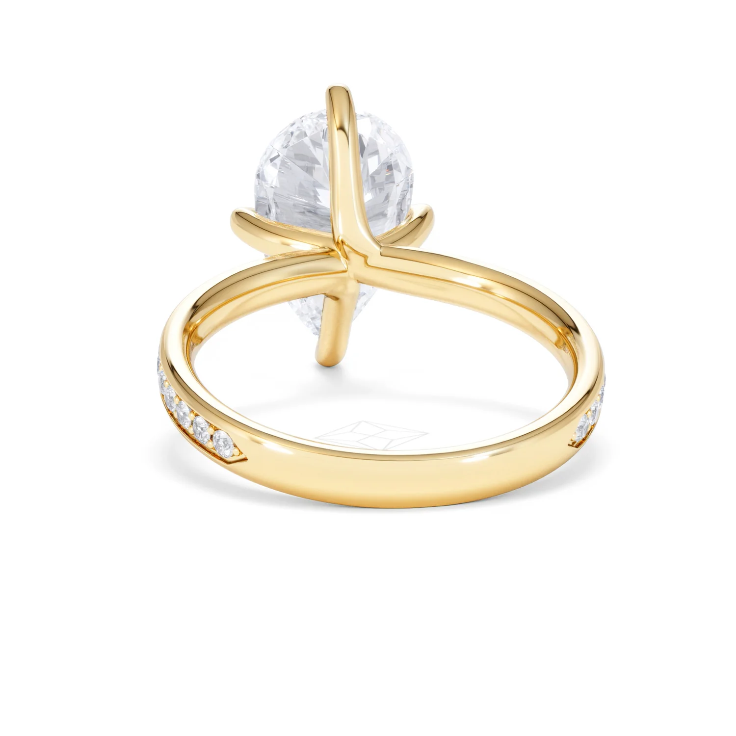 Origin Twist 3.00ct Pear Cut Lab Diamond Solitaire Engagement Ring with Side Stones in 18K Yellow Gold - Image 49