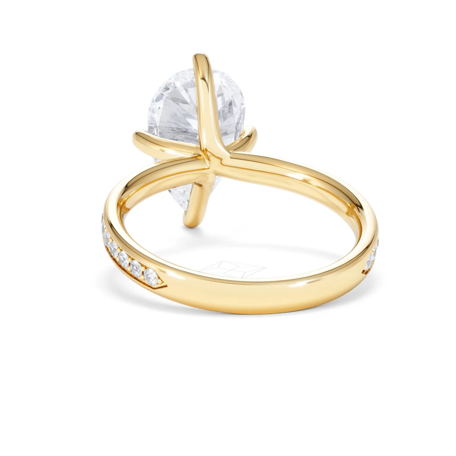 Origin Twist 3.00ct Pear Cut Lab Diamond Solitaire Engagement Ring with Side Stones in 18K Yellow Gold - Image 50