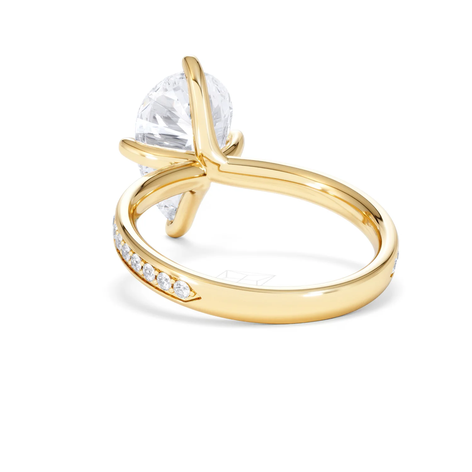 Origin Twist 3.00ct Pear Cut Lab Diamond Solitaire Engagement Ring with Side Stones in 18K Yellow Gold - Image 52