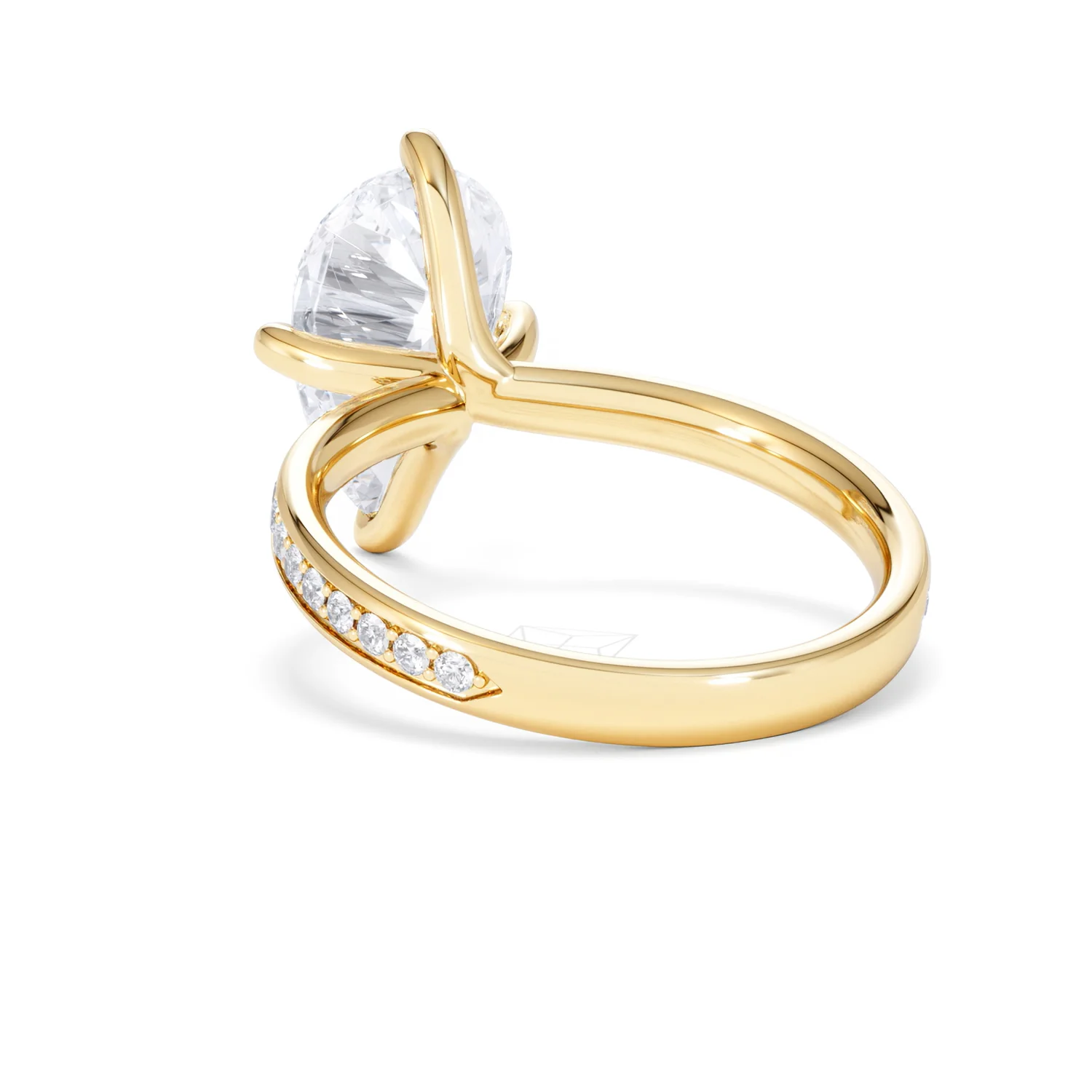 Origin Twist 3.00ct Pear Cut Lab Diamond Solitaire Engagement Ring with Side Stones in 18K Yellow Gold - Image 53