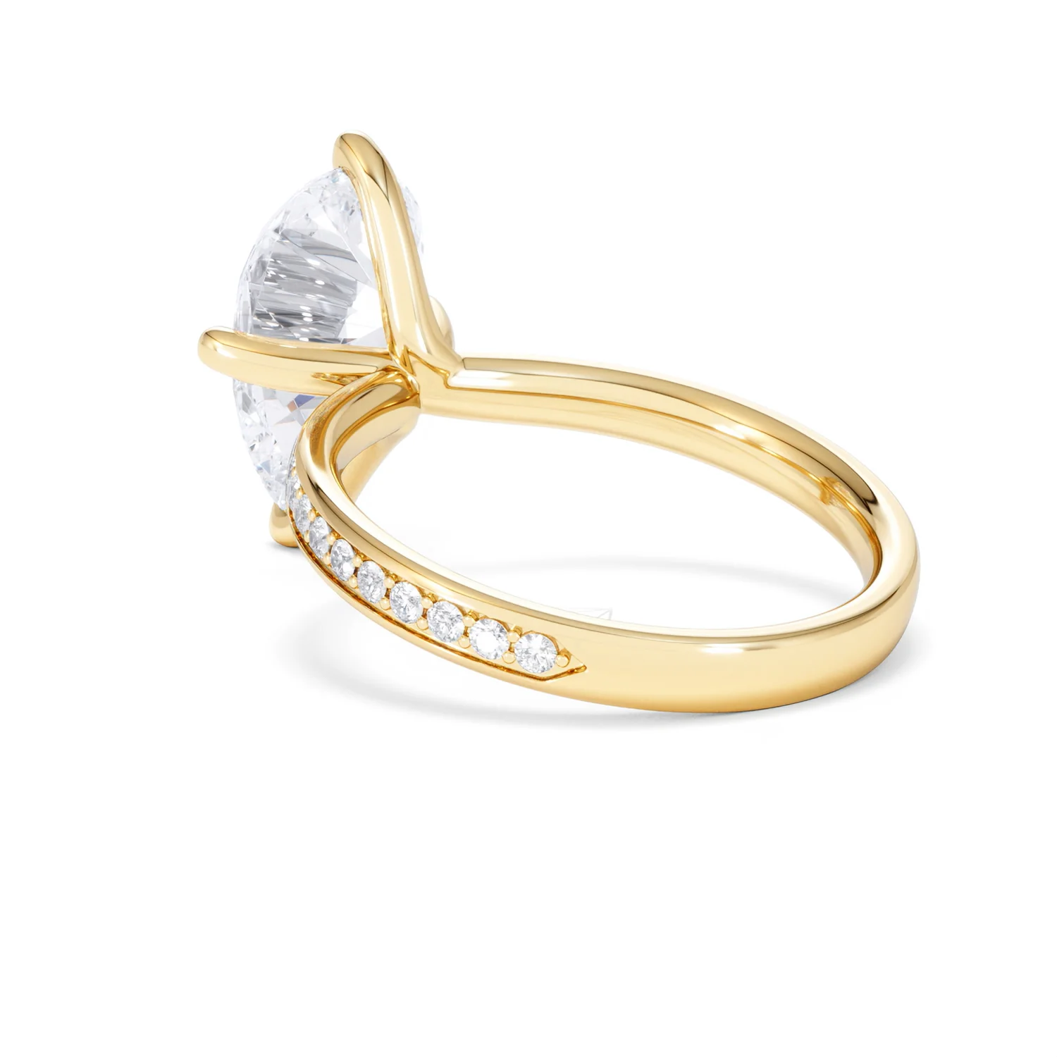 Origin Twist 3.00ct Pear Cut Lab Diamond Solitaire Engagement Ring with Side Stones in 18K Yellow Gold - Image 56