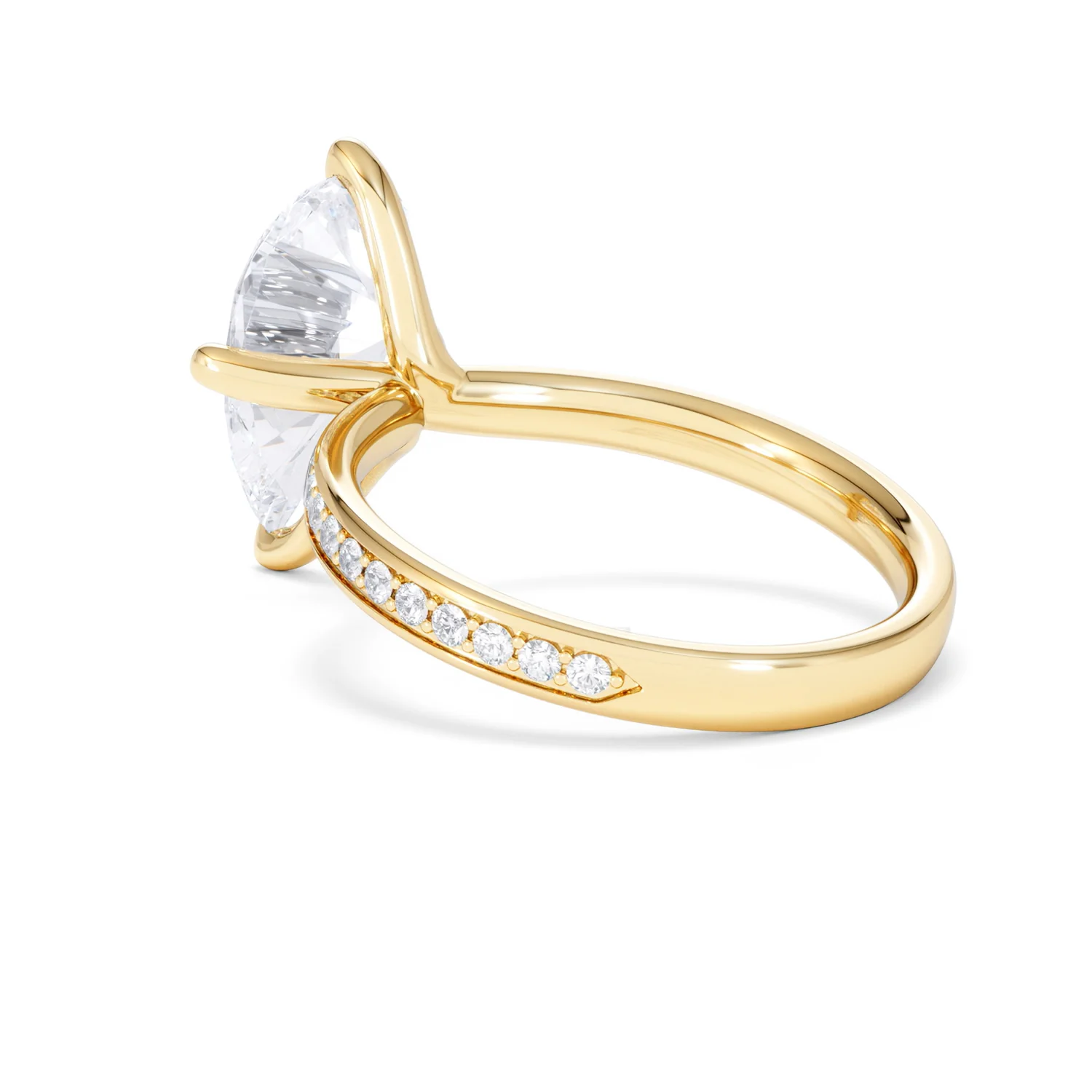 Origin Twist 3.00ct Pear Cut Lab Diamond Solitaire Engagement Ring with Side Stones in 18K Yellow Gold - Image 57