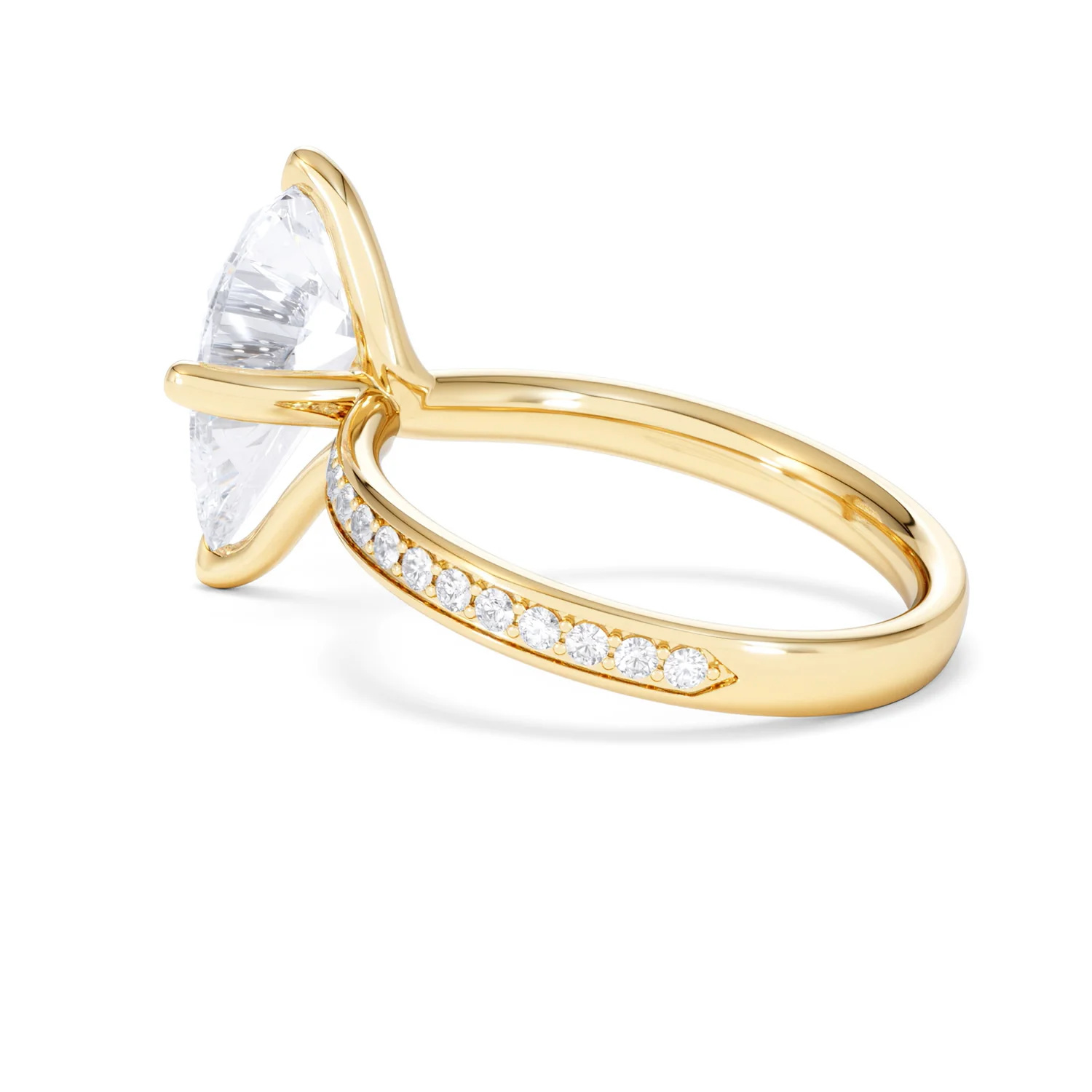 Origin Twist 3.00ct Pear Cut Lab Diamond Solitaire Engagement Ring with Side Stones in 18K Yellow Gold - Image 60