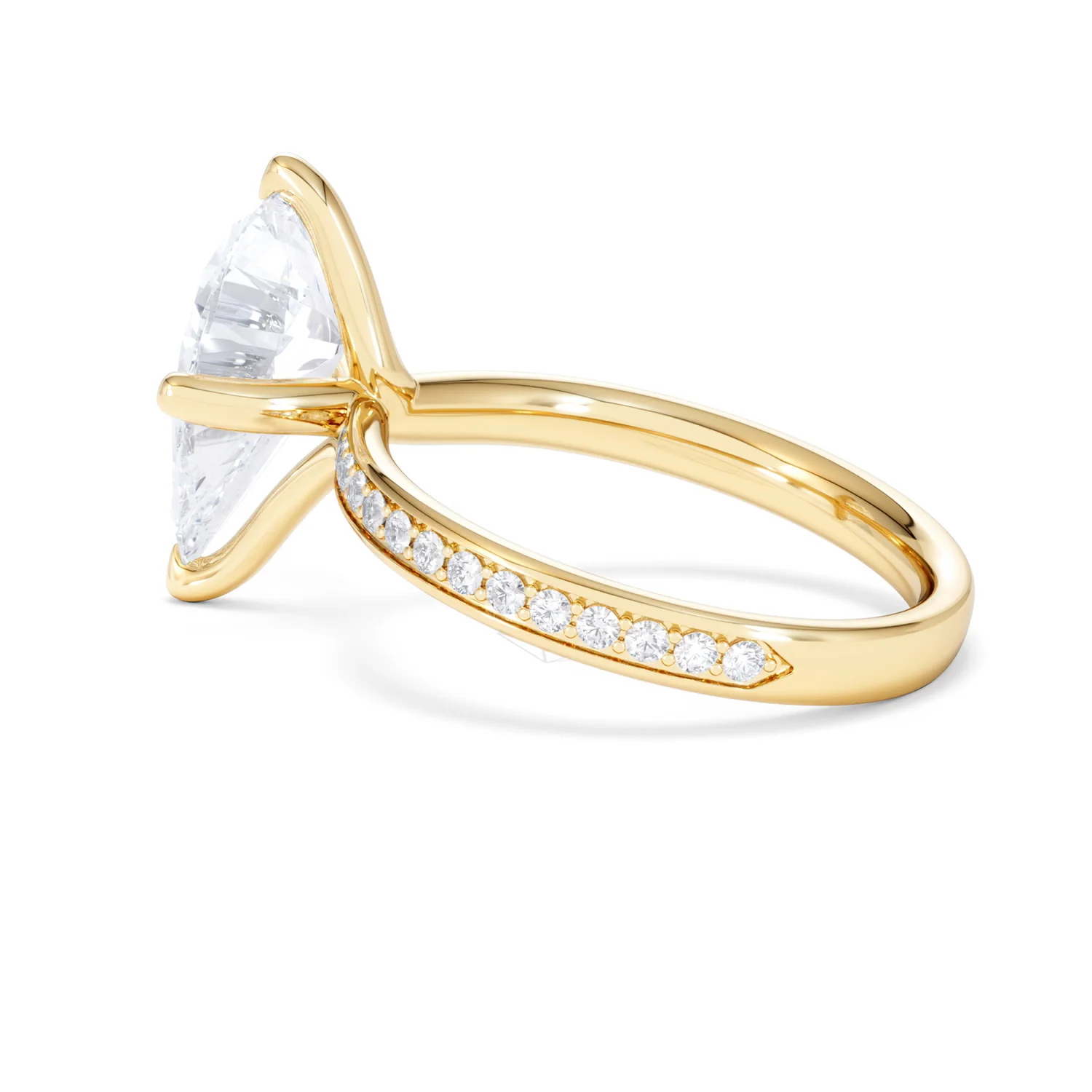 Origin Twist 3.00ct Pear Cut Lab Diamond Solitaire Engagement Ring with Side Stones in 18K Yellow Gold - Image 62