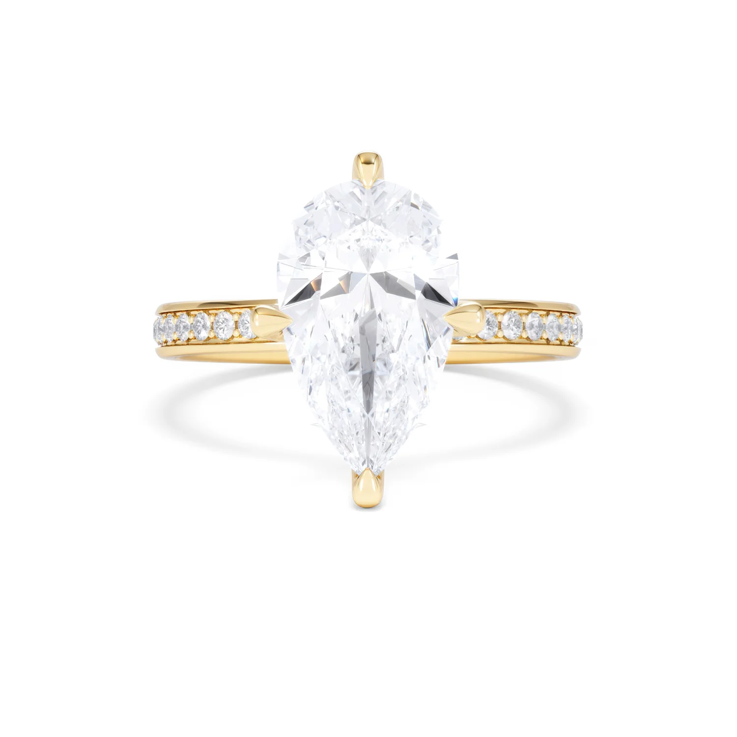 Origin Twist 3.00ct Pear Cut Lab Diamond Solitaire Engagement Ring with Side Stones in 18K Yellow Gold - Image 7