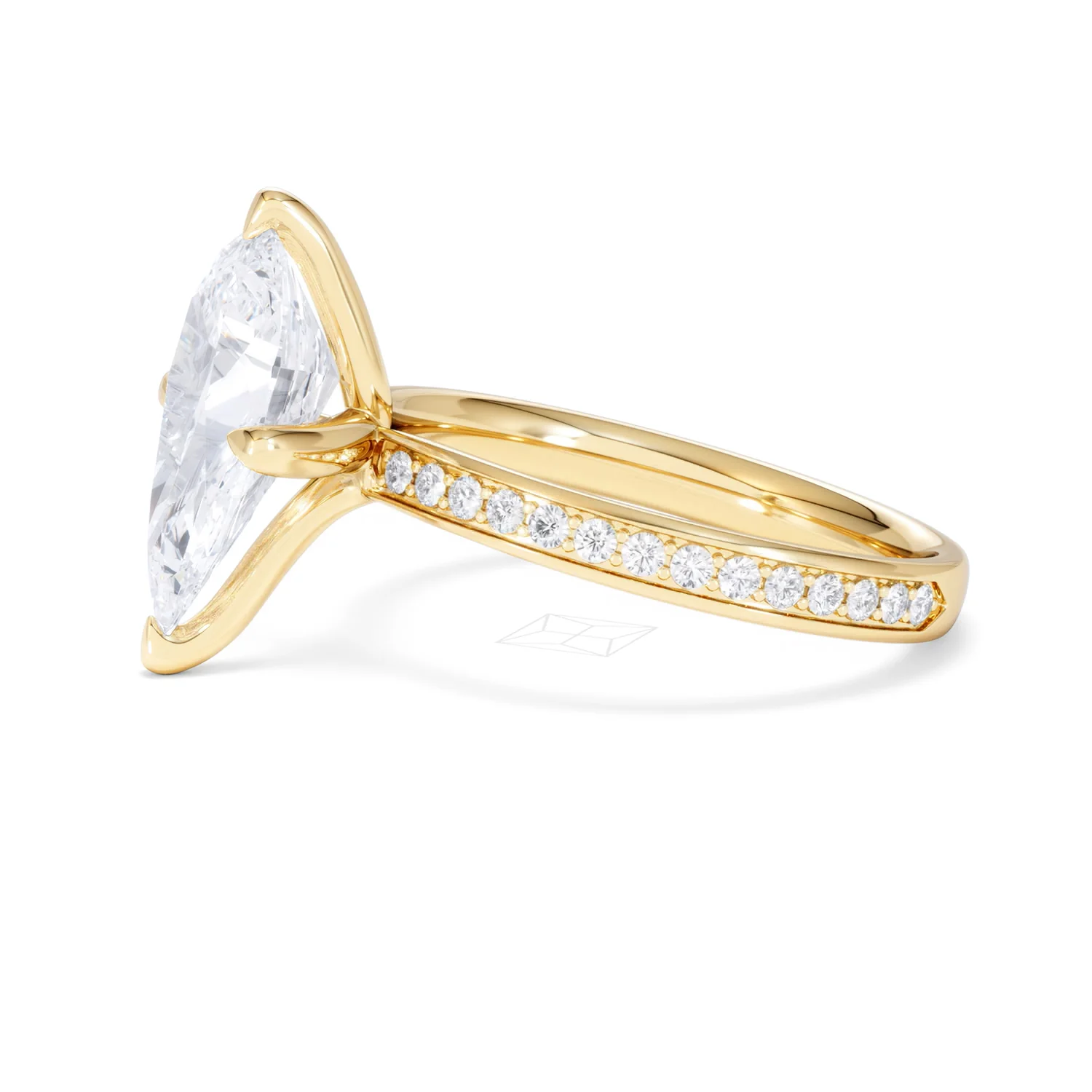 Origin Twist 3.00ct Pear Cut Lab Diamond Solitaire Engagement Ring with Side Stones in 18K Yellow Gold - Image 71
