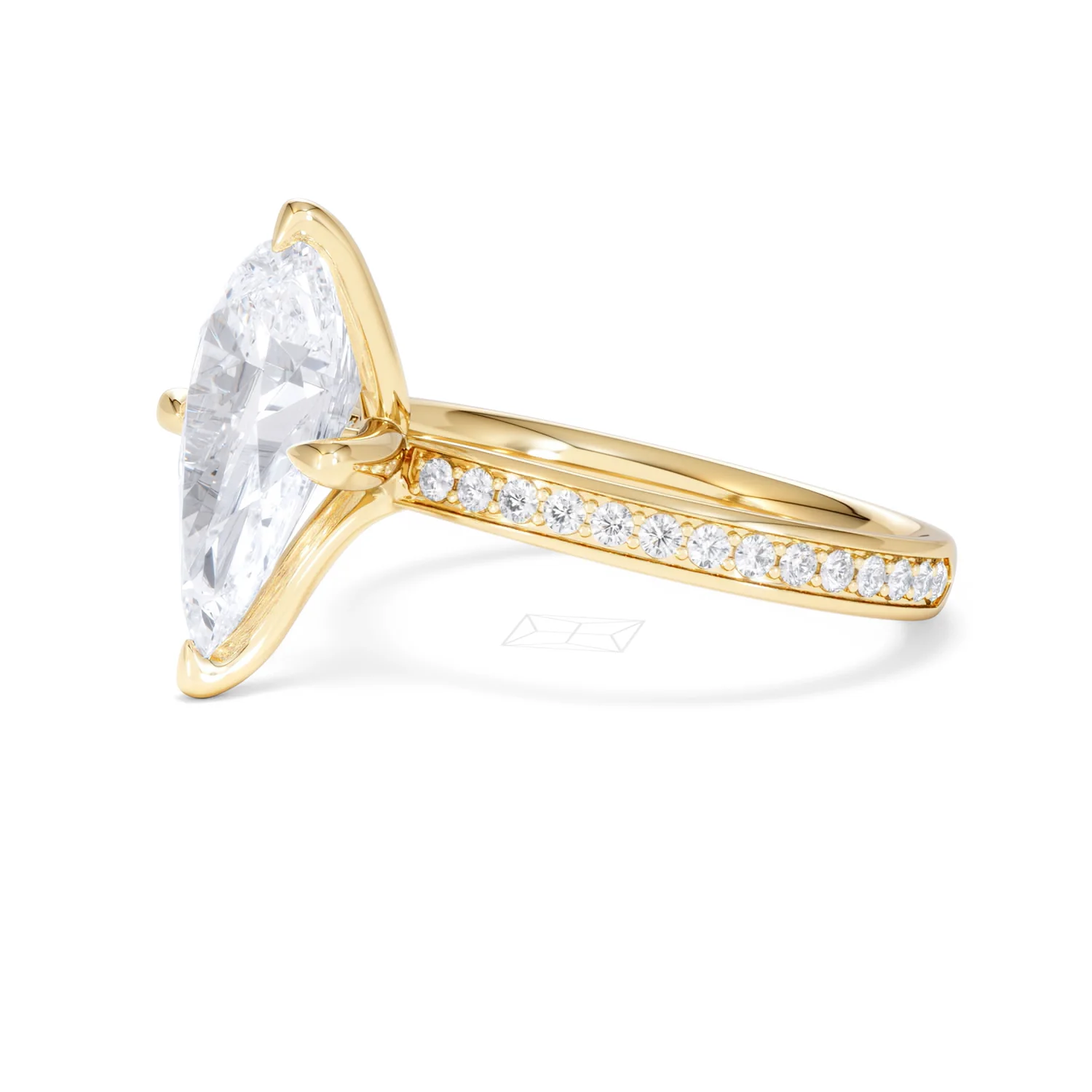 Origin Twist 3.00ct Pear Cut Lab Diamond Solitaire Engagement Ring with Side Stones in 18K Yellow Gold - Image 74