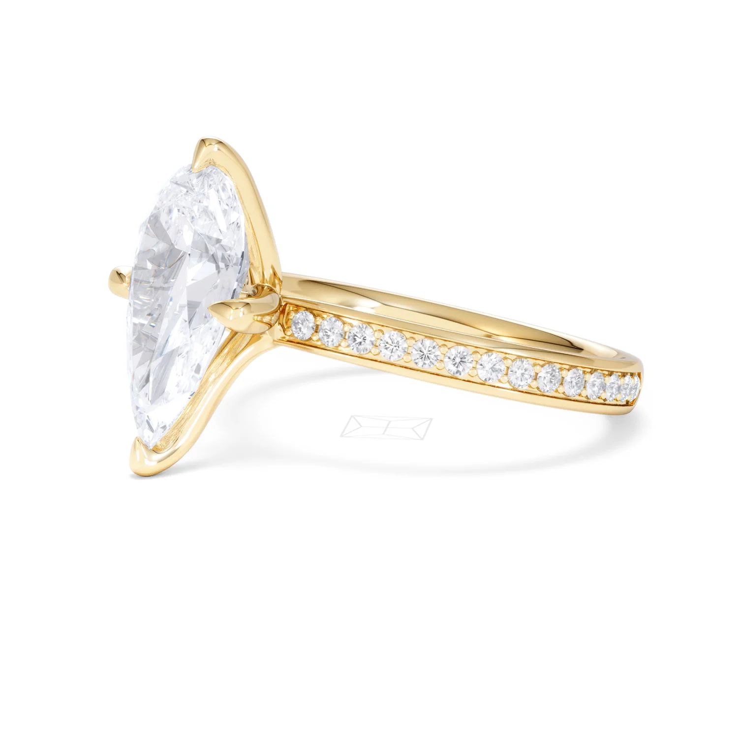 Origin Twist 3.00ct Pear Cut Lab Diamond Solitaire Engagement Ring with Side Stones in 18K Yellow Gold - Image 75