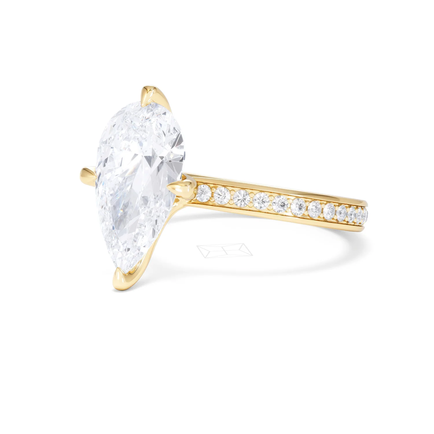 Origin Twist 3.00ct Pear Cut Lab Diamond Solitaire Engagement Ring with Side Stones in 18K Yellow Gold - Image 79