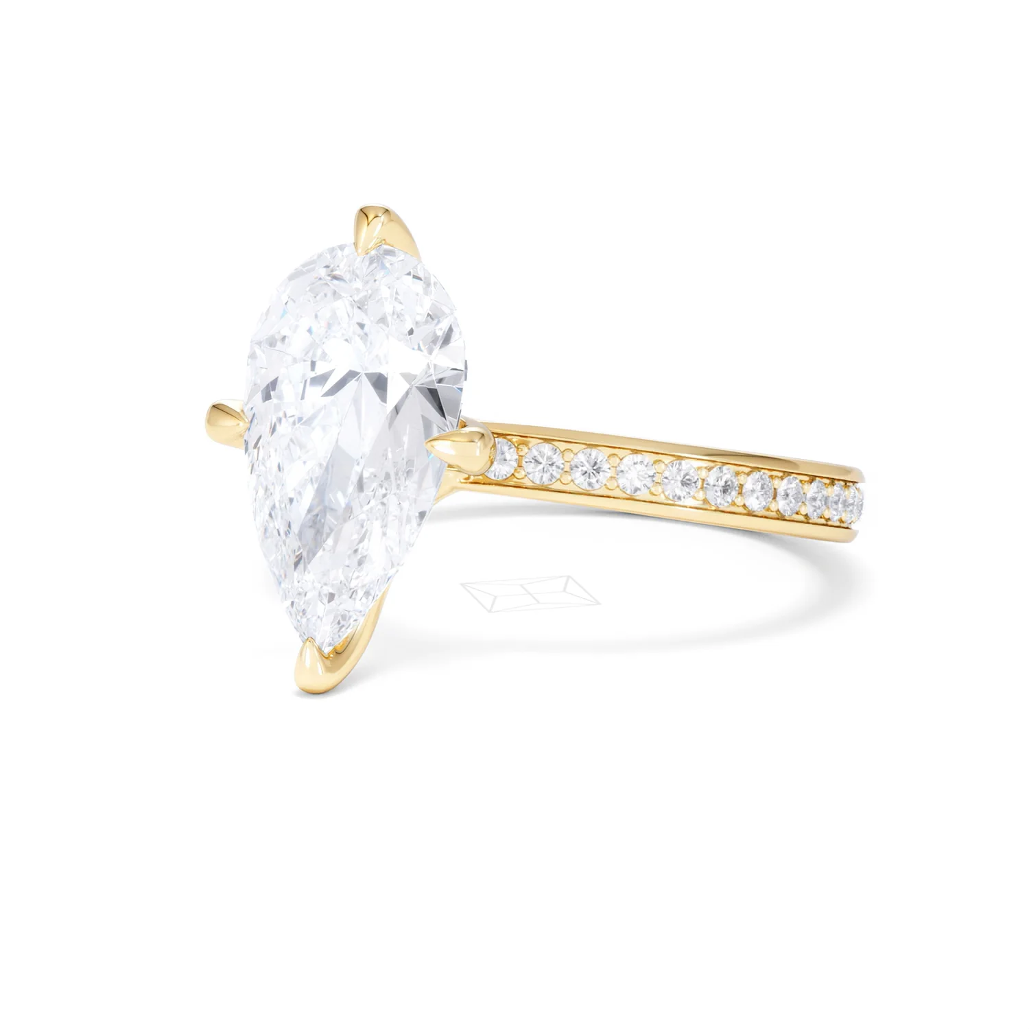 Origin Twist 3.00ct Pear Cut Lab Diamond Solitaire Engagement Ring with Side Stones in 18K Yellow Gold - Image 80