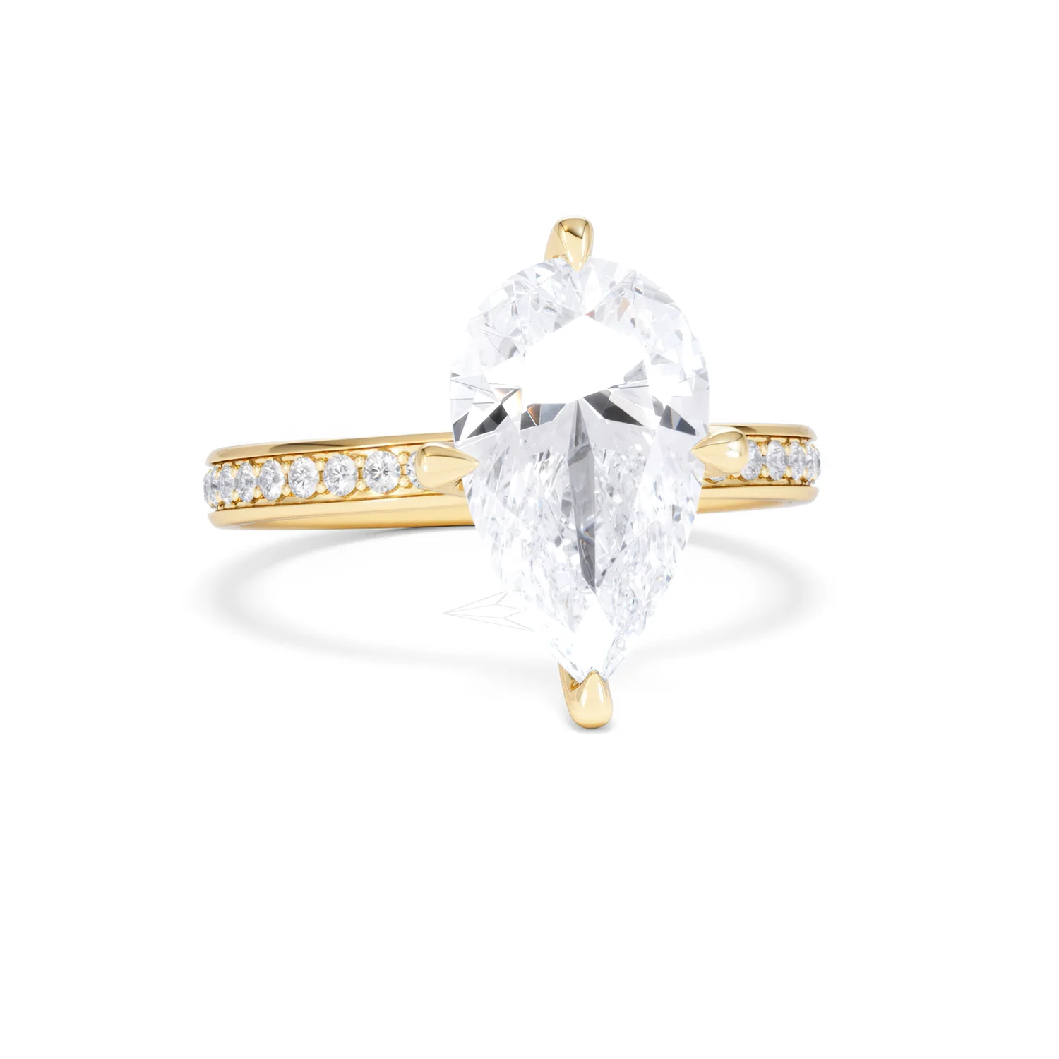 Origin Twist 3.00ct Pear Cut Lab Diamond Solitaire Engagement Ring with Side Stones in 18K Yellow Gold - Image 9