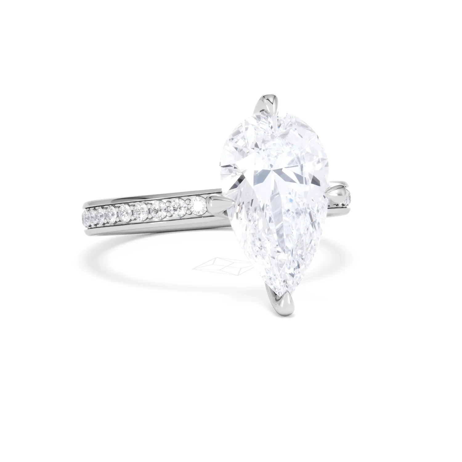 Origin Twist 3.00ct Pear Cut Lab Diamond Solitaire Engagement Ring with Side Stones in Platinum - Image 11