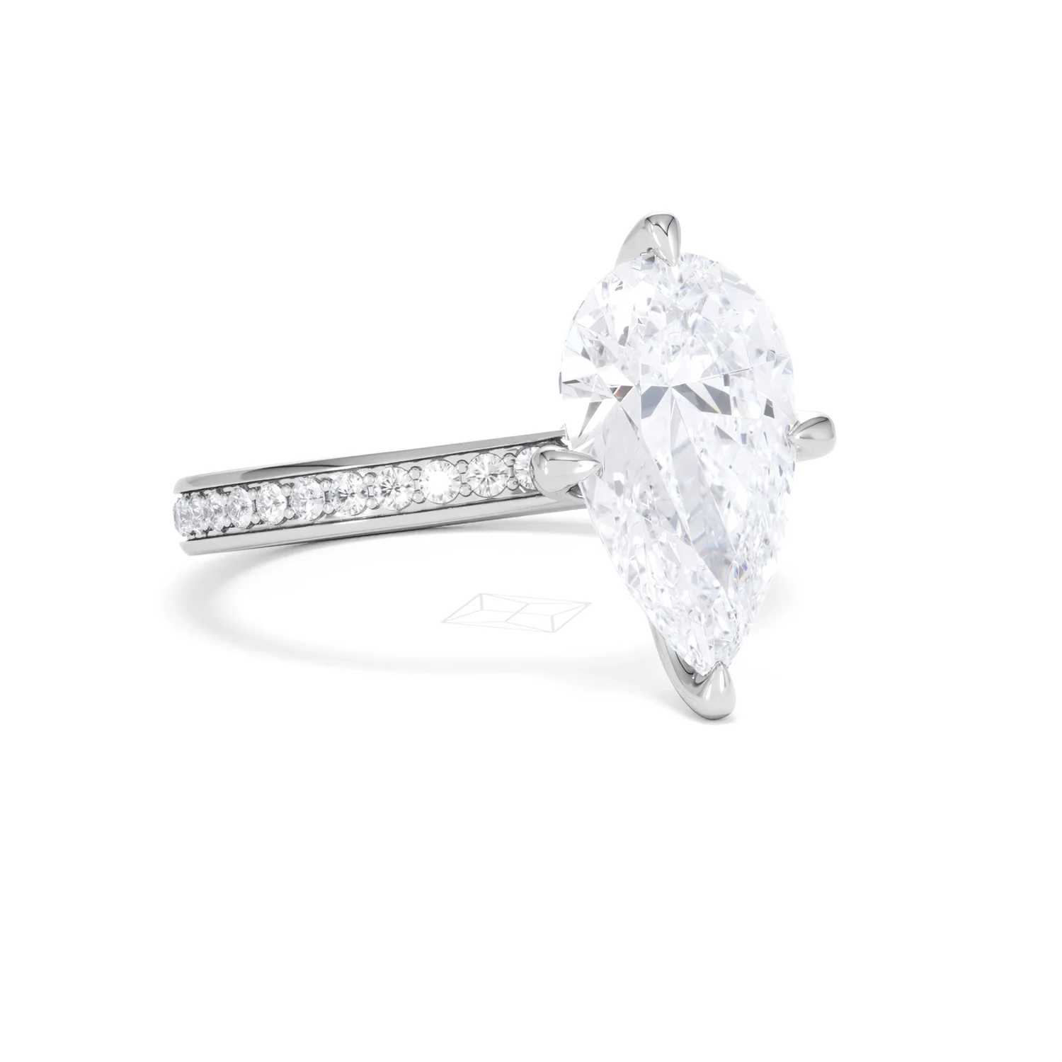Origin Twist 3.00ct Pear Cut Lab Diamond Solitaire Engagement Ring with Side Stones in Platinum - Image 13