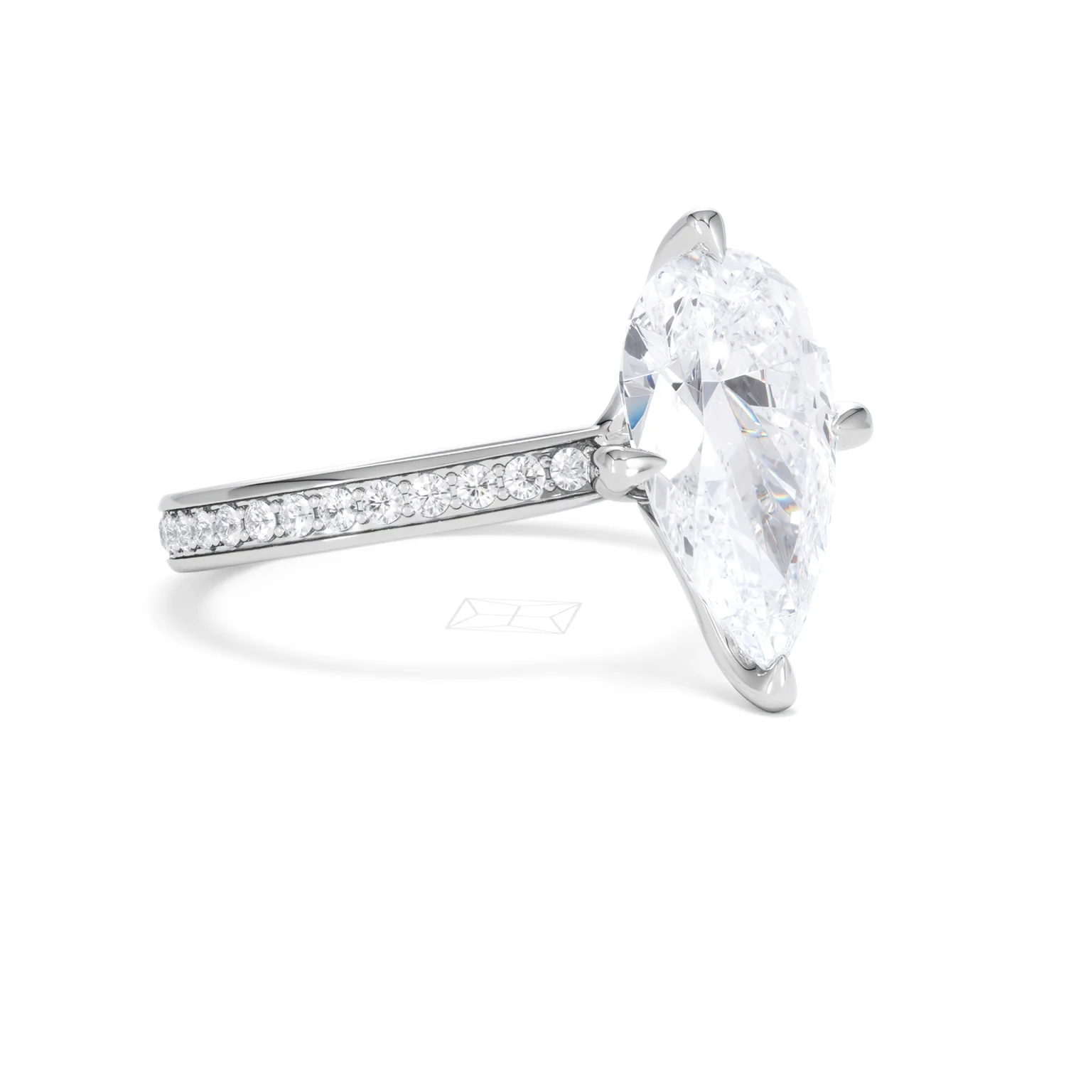 Origin Twist 3.00ct Pear Cut Lab Diamond Solitaire Engagement Ring with Side Stones in Platinum - Image 15