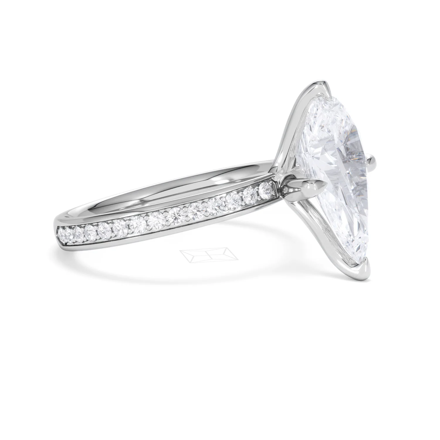 Origin Twist 3.00ct Pear Cut Lab Diamond Solitaire Engagement Ring with Side Stones in Platinum - Image 20