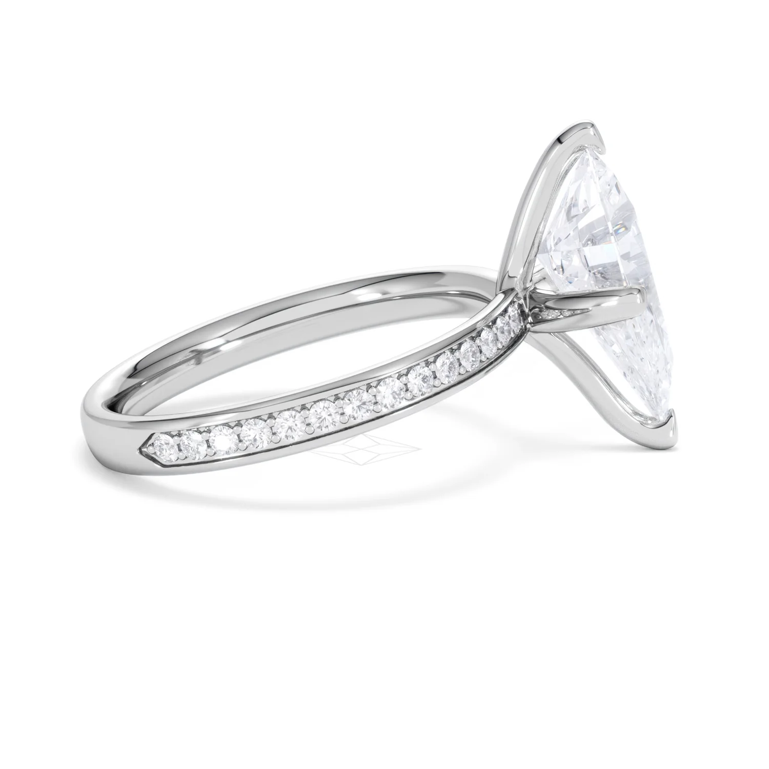 Origin Twist 3.00ct Pear Cut Lab Diamond Solitaire Engagement Ring with Side Stones in Platinum - Image 27