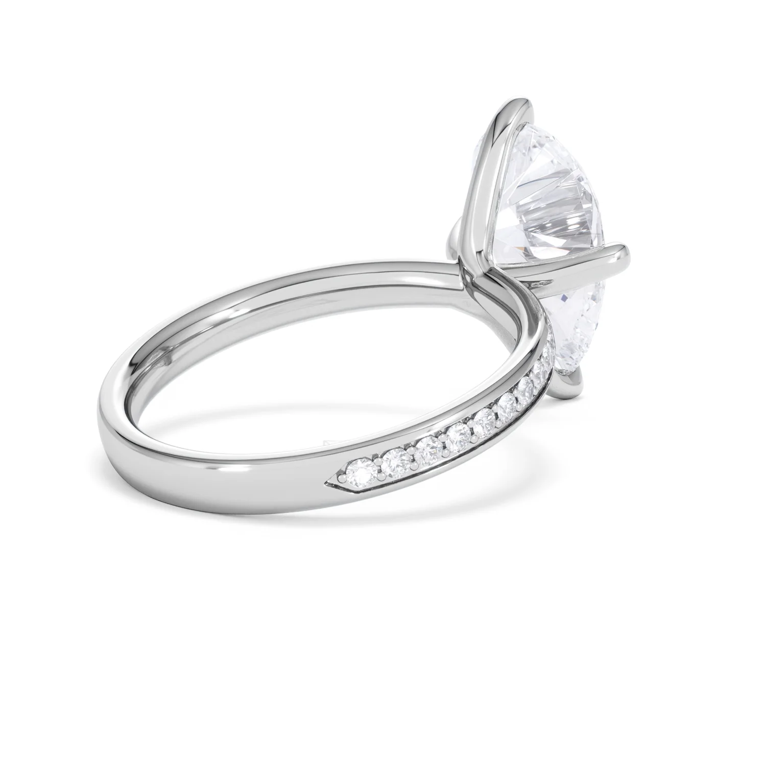 Origin Twist 3.00ct Pear Cut Lab Diamond Solitaire Engagement Ring with Side Stones in Platinum - Image 37