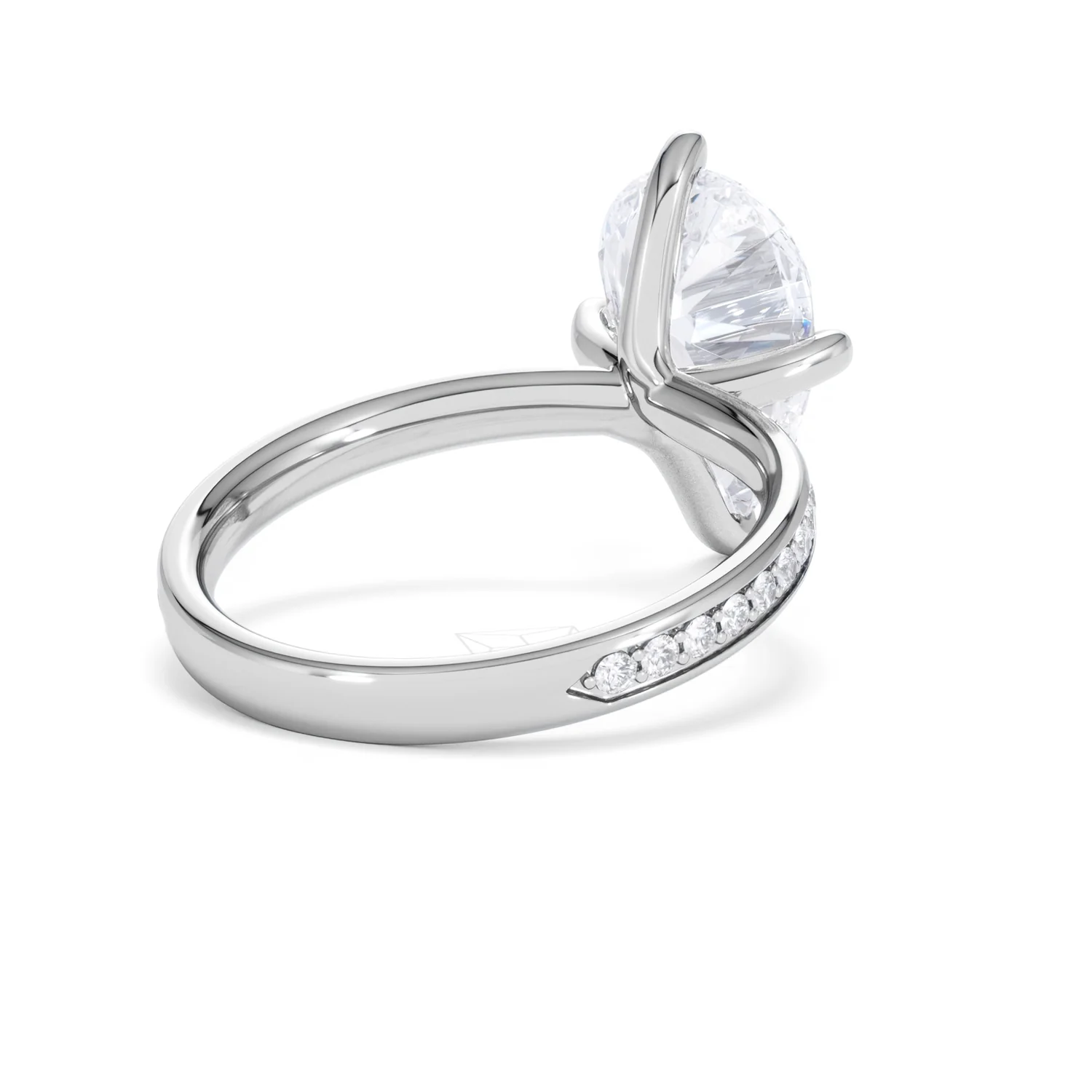 Origin Twist 3.00ct Pear Cut Lab Diamond Solitaire Engagement Ring with Side Stones in Platinum - Image 40