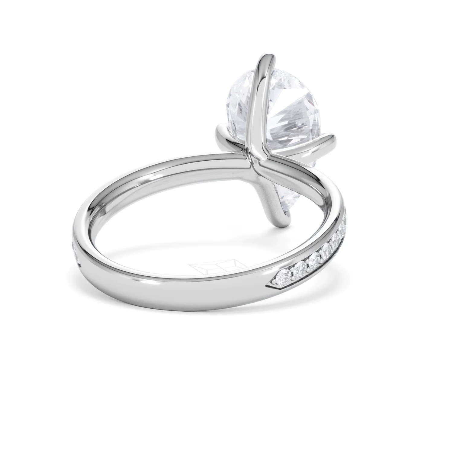 Origin Twist 3.00ct Pear Cut Lab Diamond Solitaire Engagement Ring with Side Stones in Platinum - Image 42