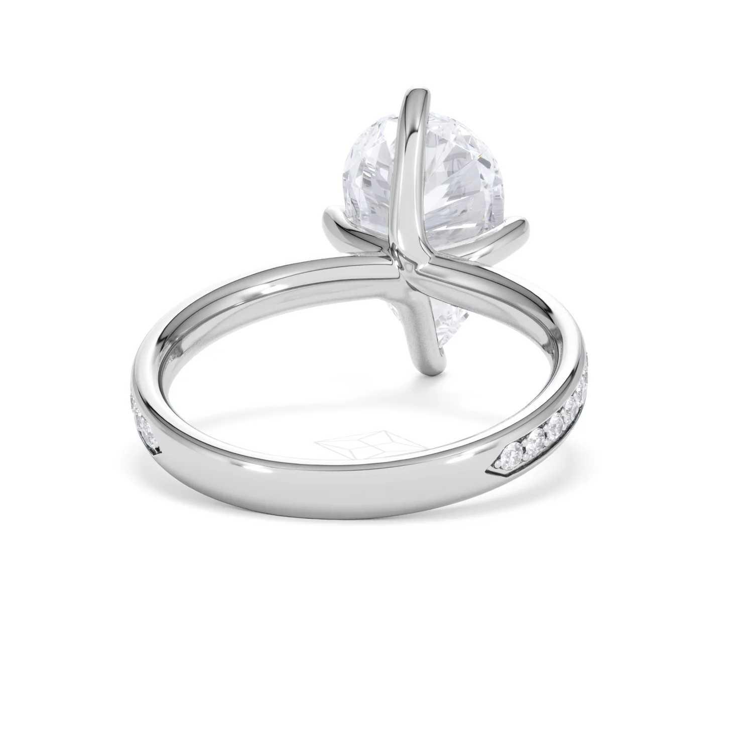 Origin Twist 3.00ct Pear Cut Lab Diamond Solitaire Engagement Ring with Side Stones in Platinum - Image 44